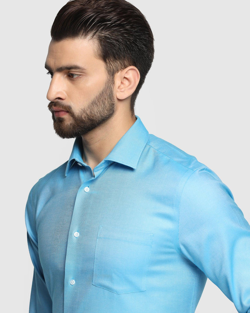 Non Iron Formal Blue Textured Shirt - Decade