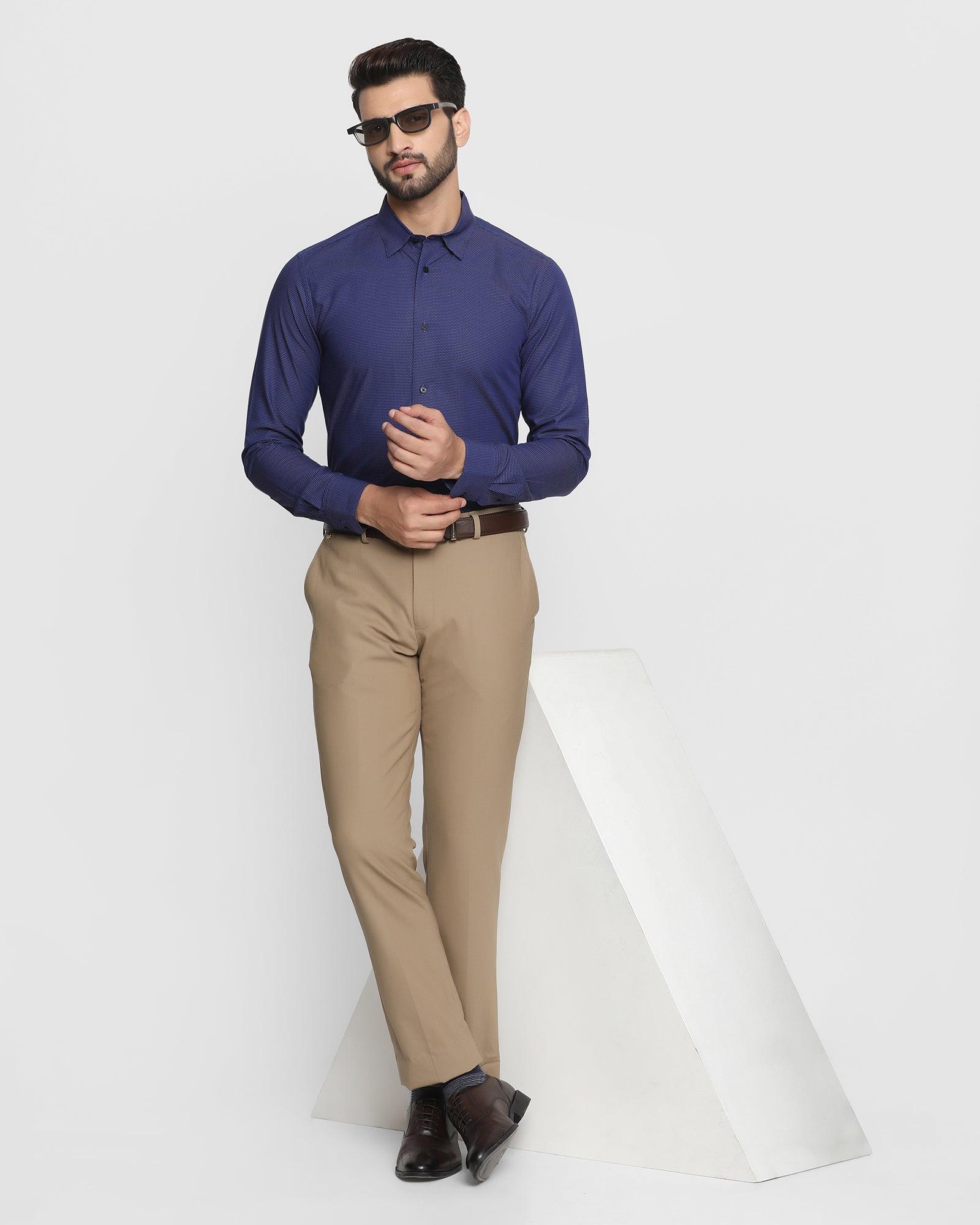 Formal Blue Textured Shirt - Kolt