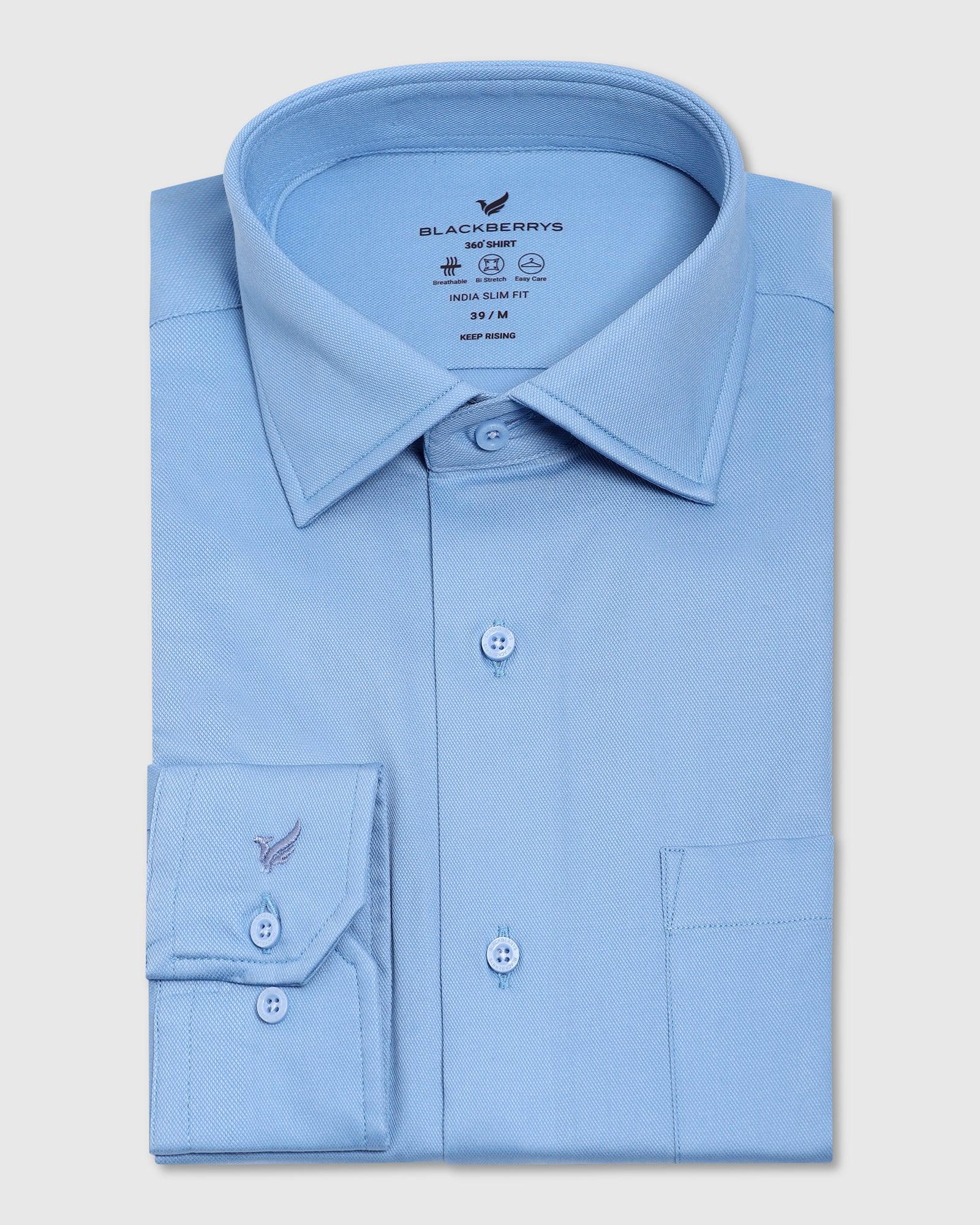 Formal Blue Textured Shirt - Marco