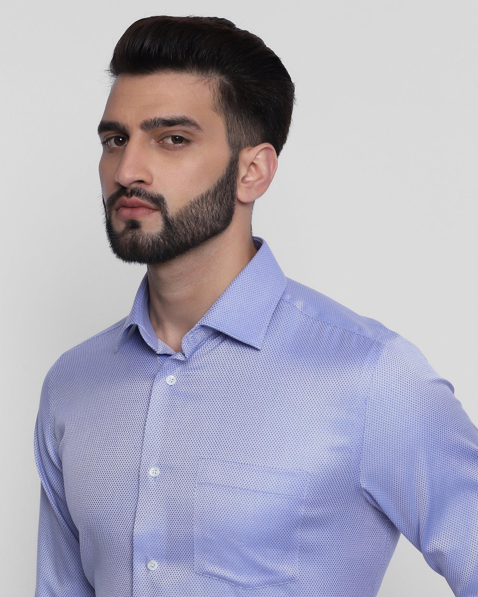 Formal Blue Textured Shirt - Quint