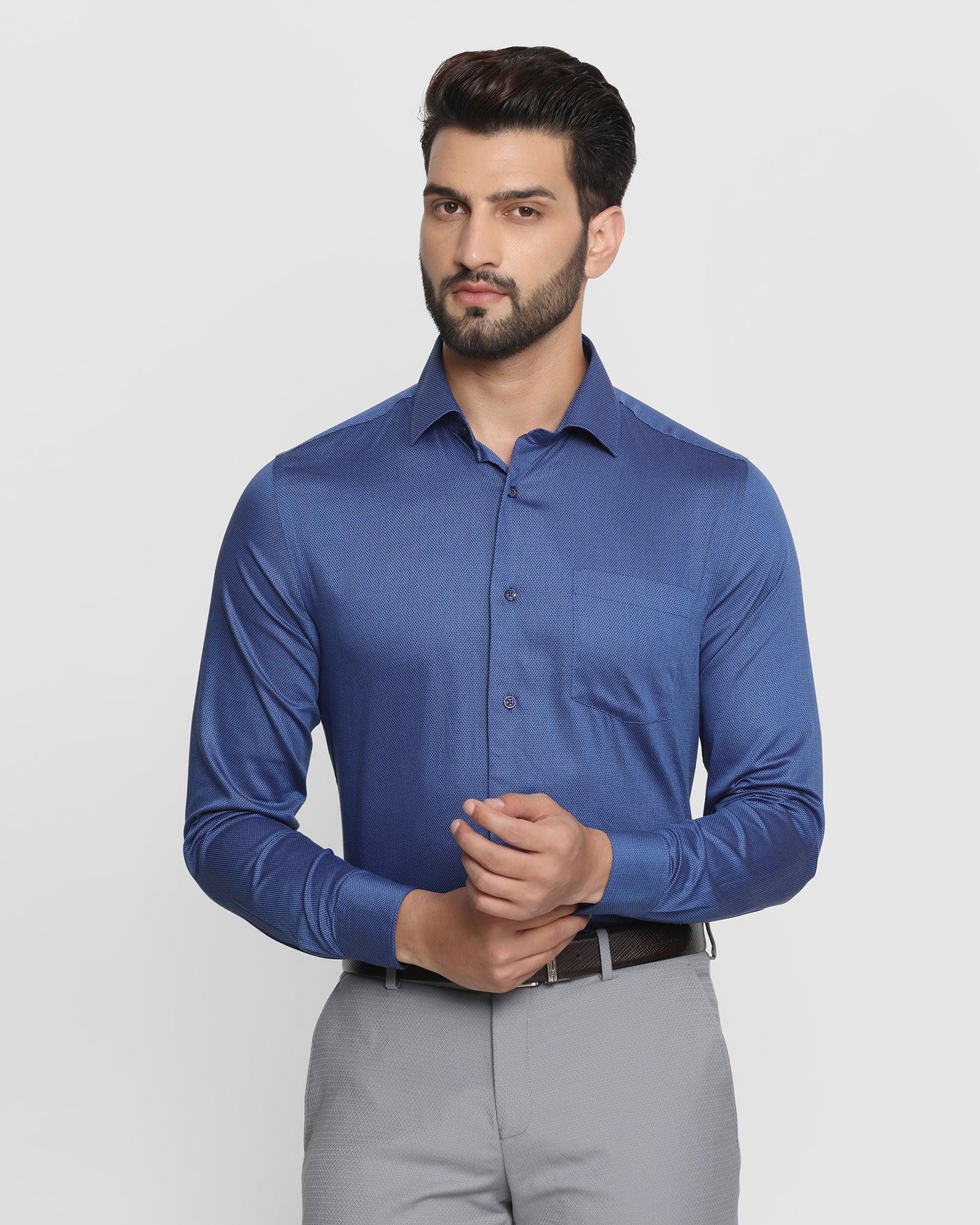 Formal Blue Textured Shirt - Zurik