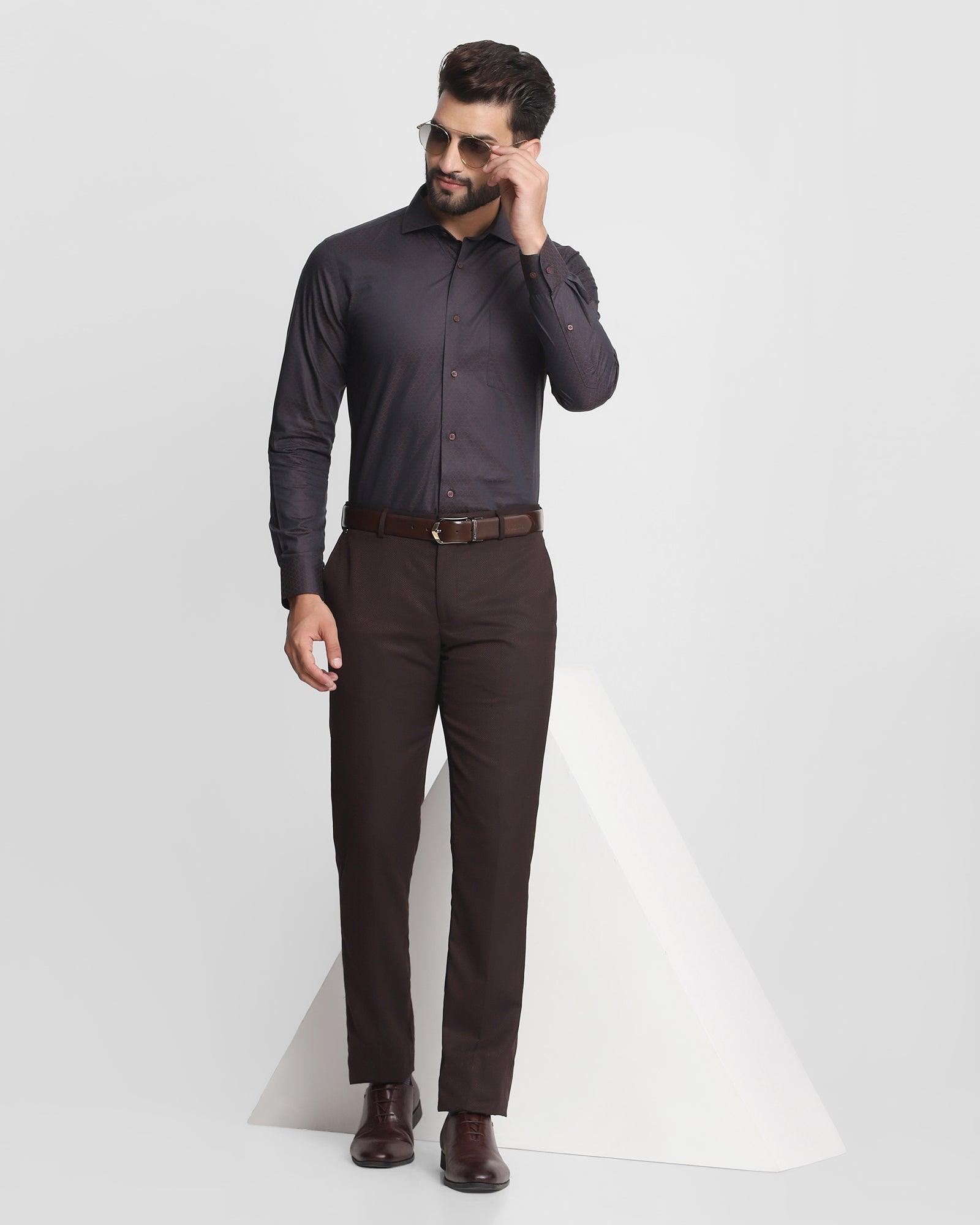 Formal Brown Textured Shirt - Baron