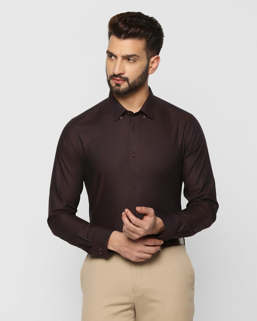 Formal Brown Textured Shirt - Mayim