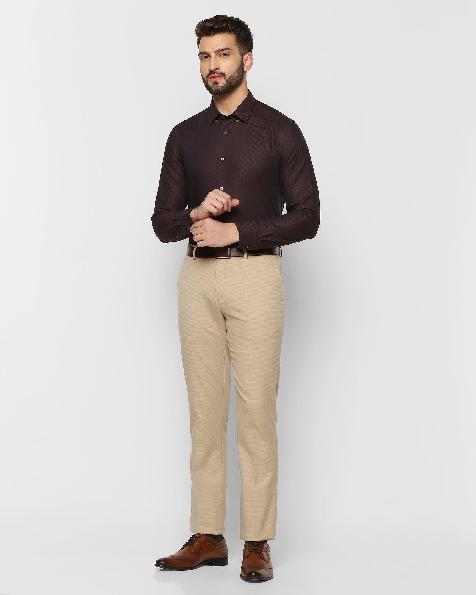 Formal Brown Textured Shirt - Mayim