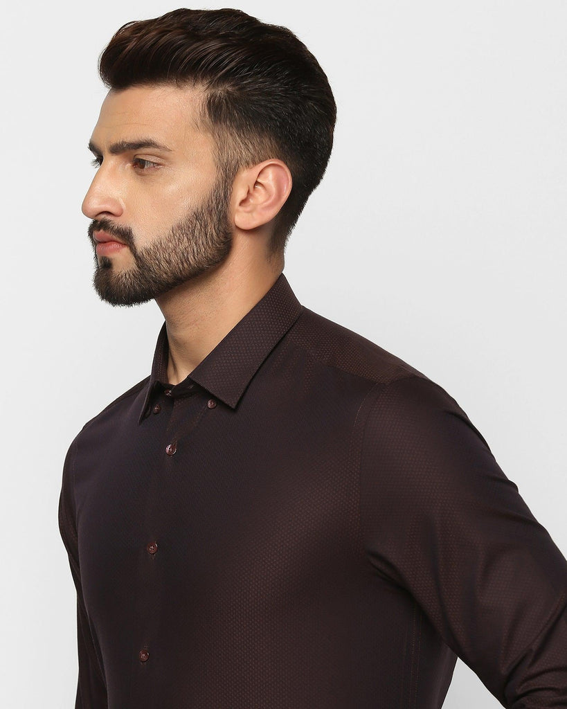 Formal Brown Textured Shirt - Mayim