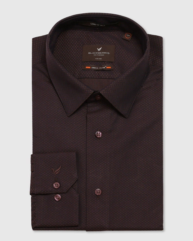 Formal Brown Textured Shirt - Mayim