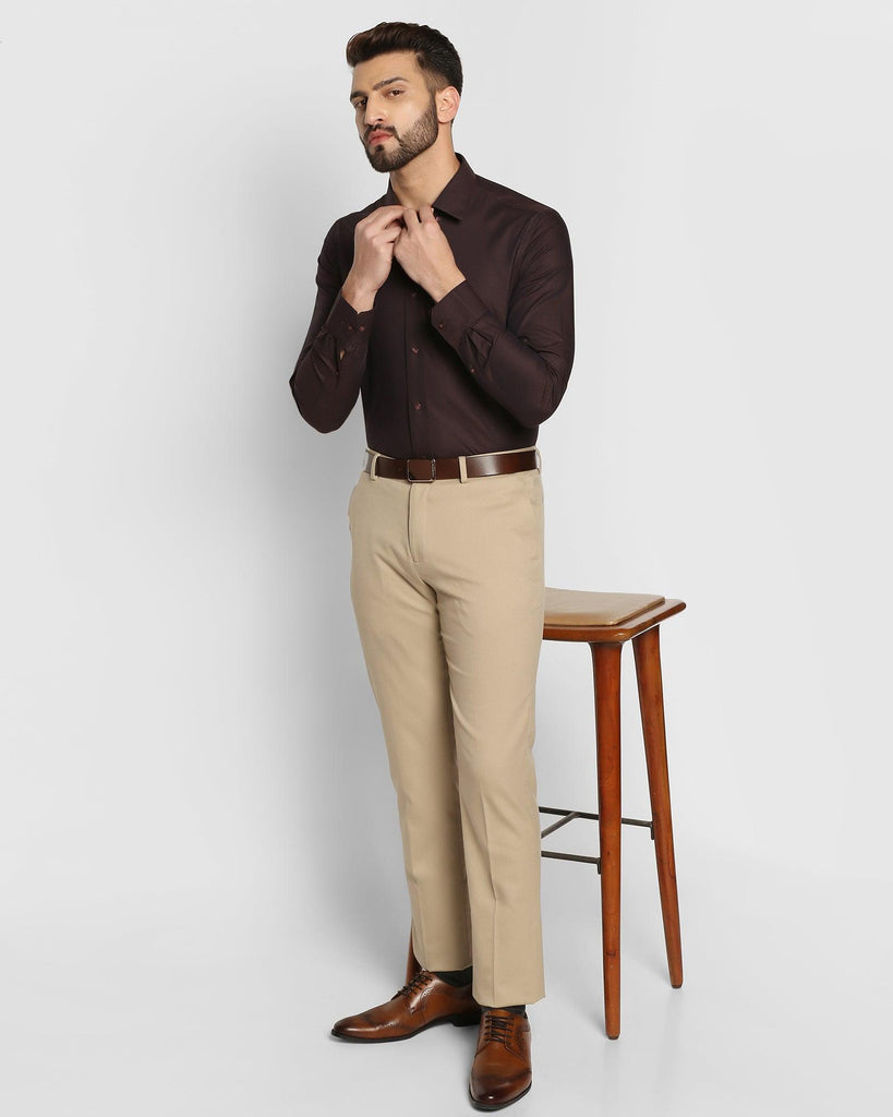 Formal Brown Textured Shirt - Mayim