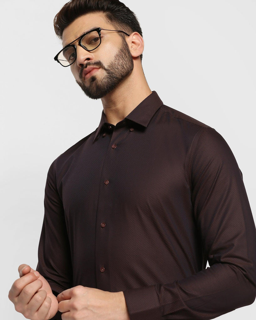 Formal Brown Textured Shirt - Mayim