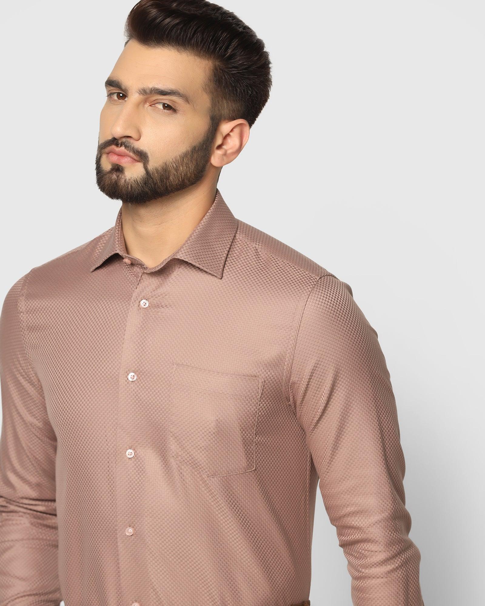Formal Dusty Pink Textured Shirt - Lanos