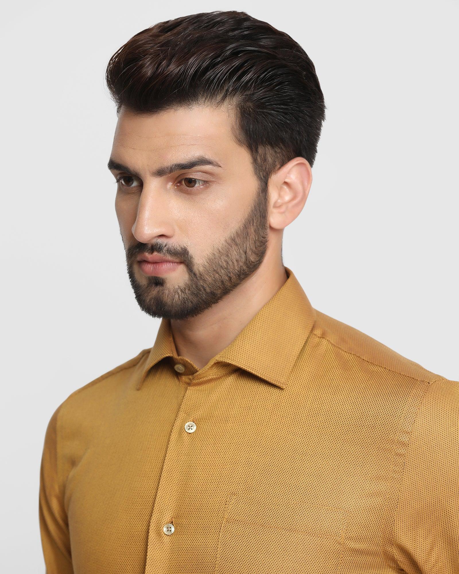 Formal Golden Textured Shirt - Zurik