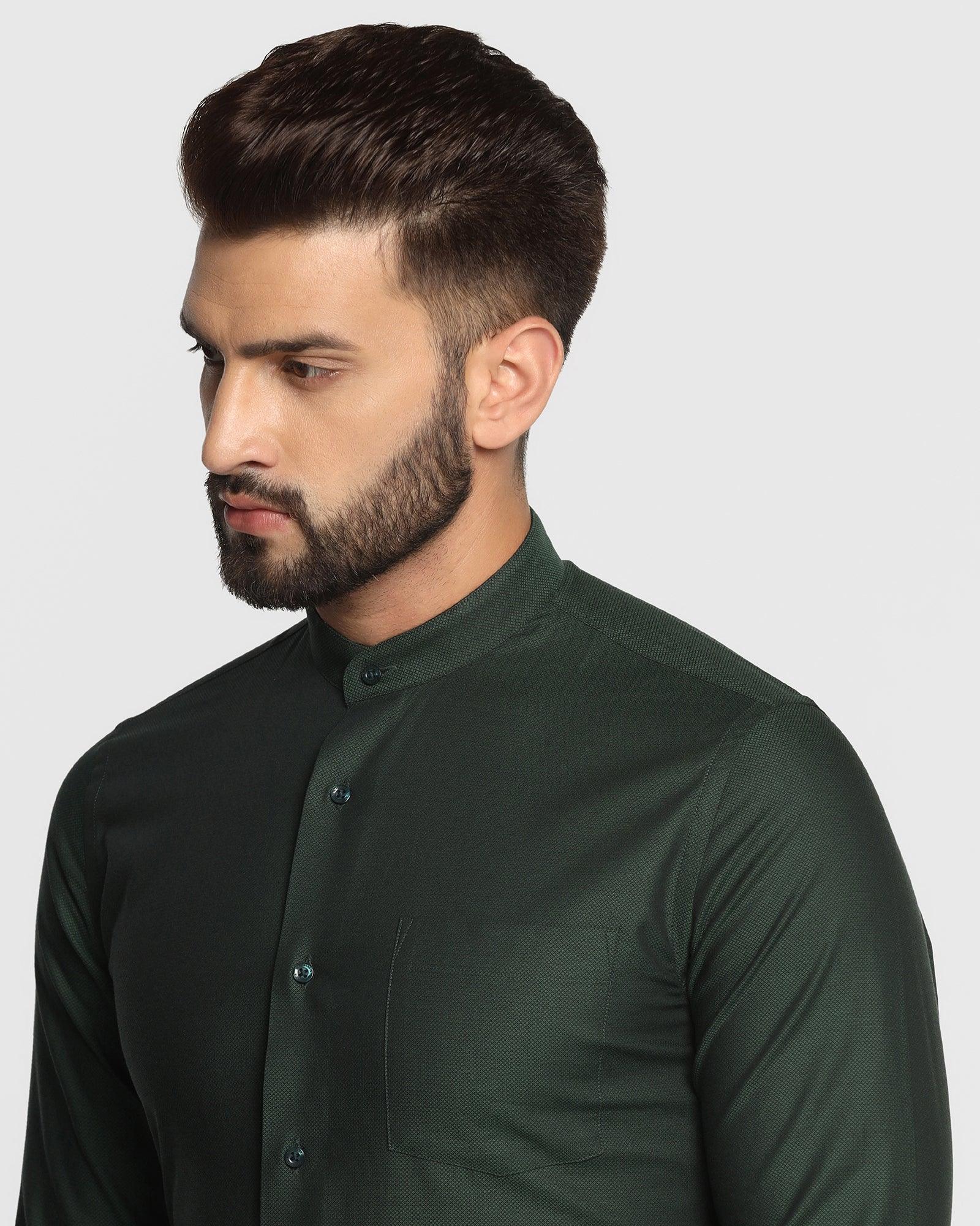 Formal Green Textured Shirt - Arza