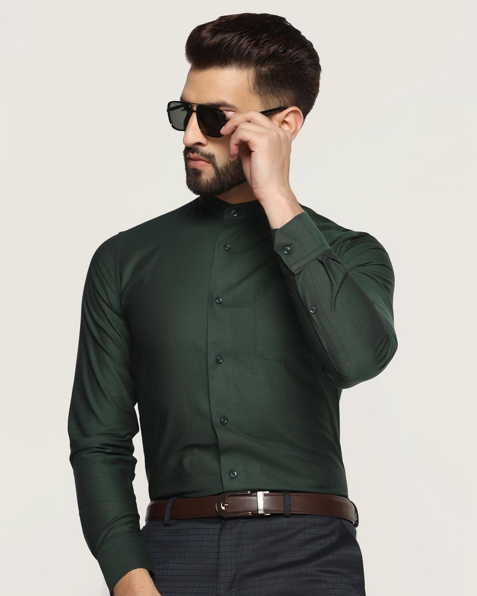 Formal Green Textured Shirt - Arza