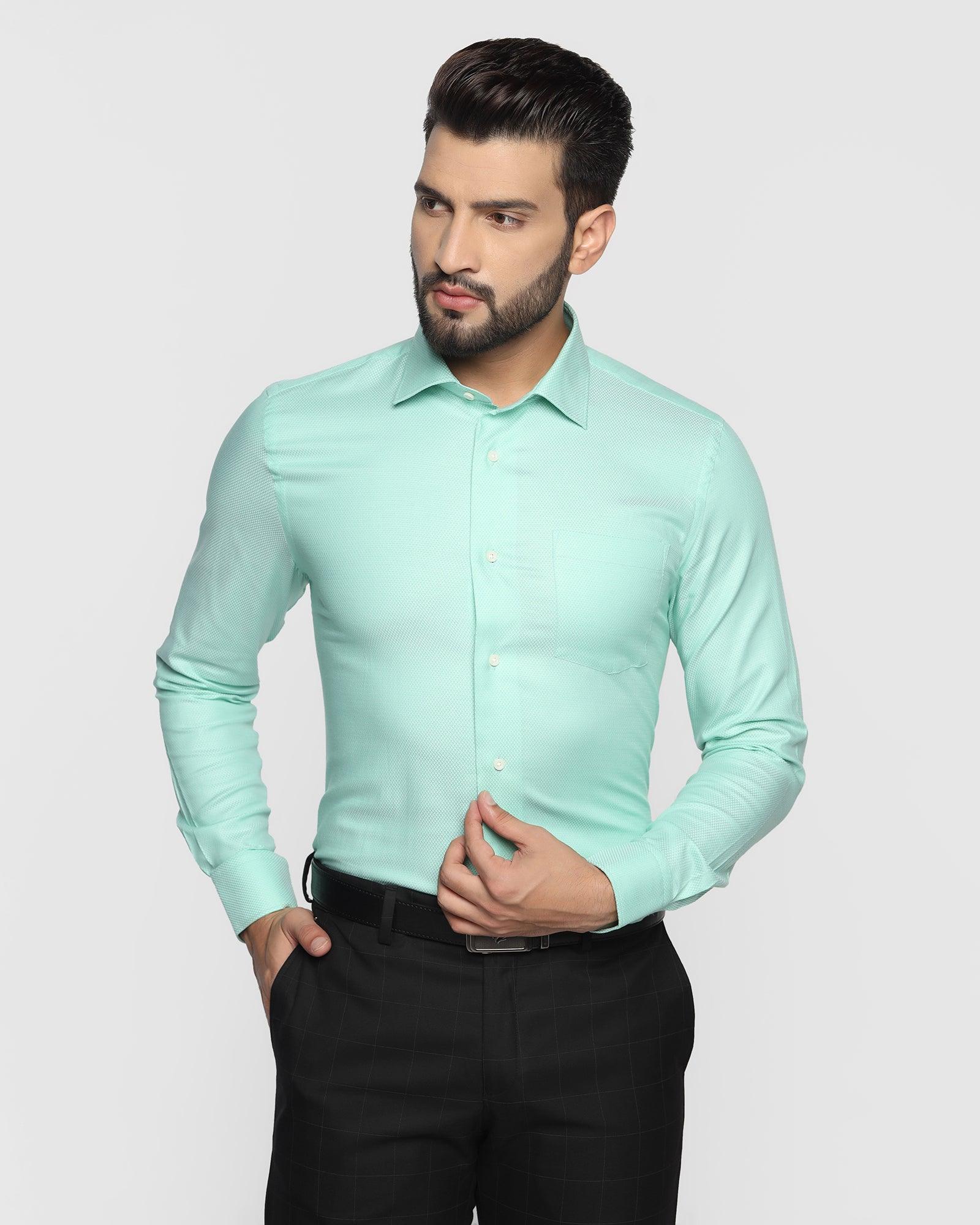 Formal Green Textured Shirt - Taper