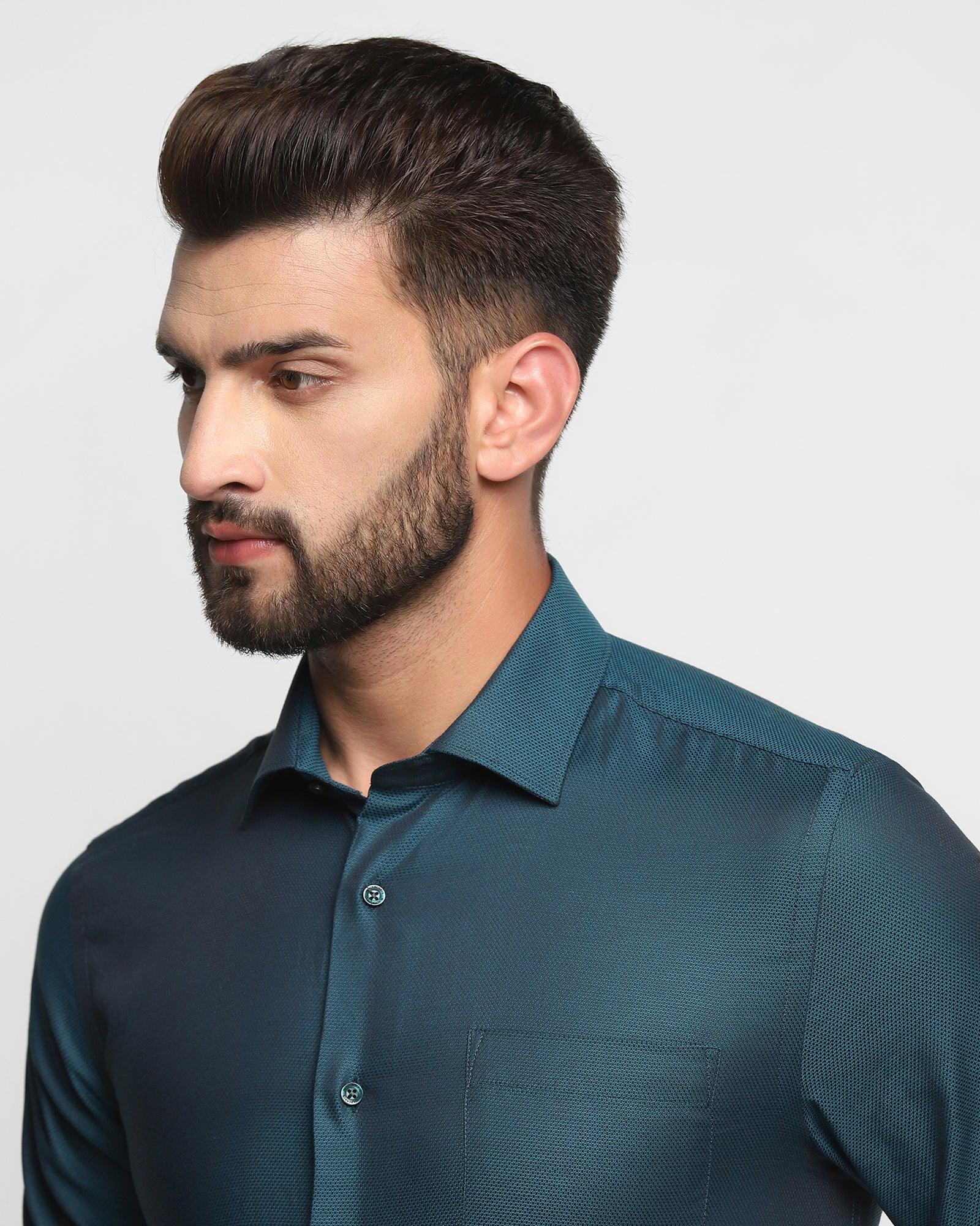 Formal Green Textured Shirt - Zurik
