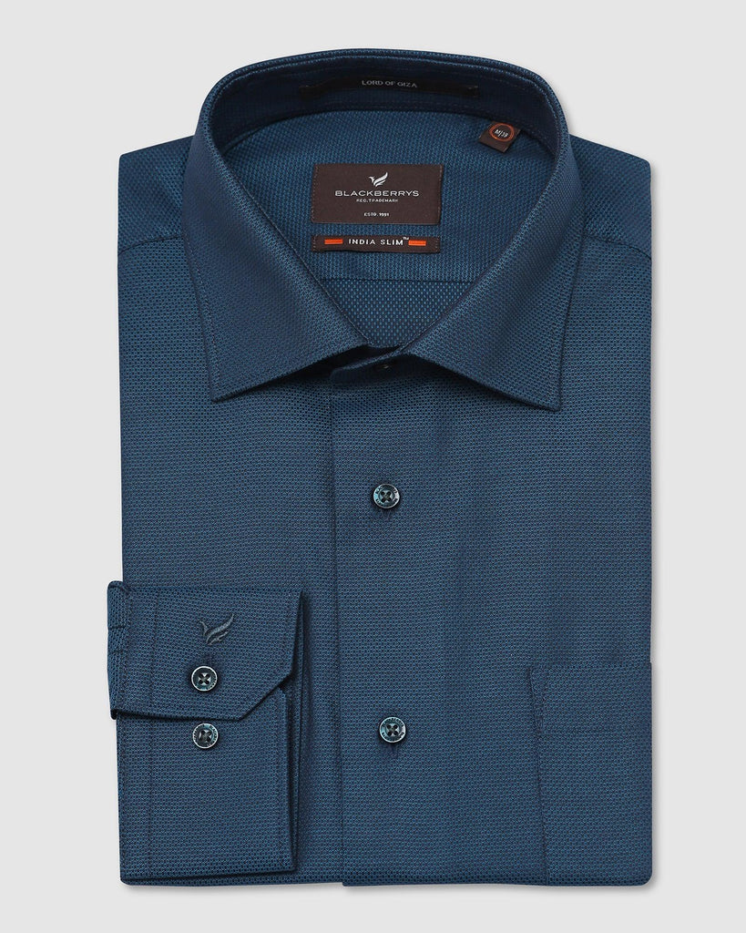 Formal Green Textured Shirt - Zurik