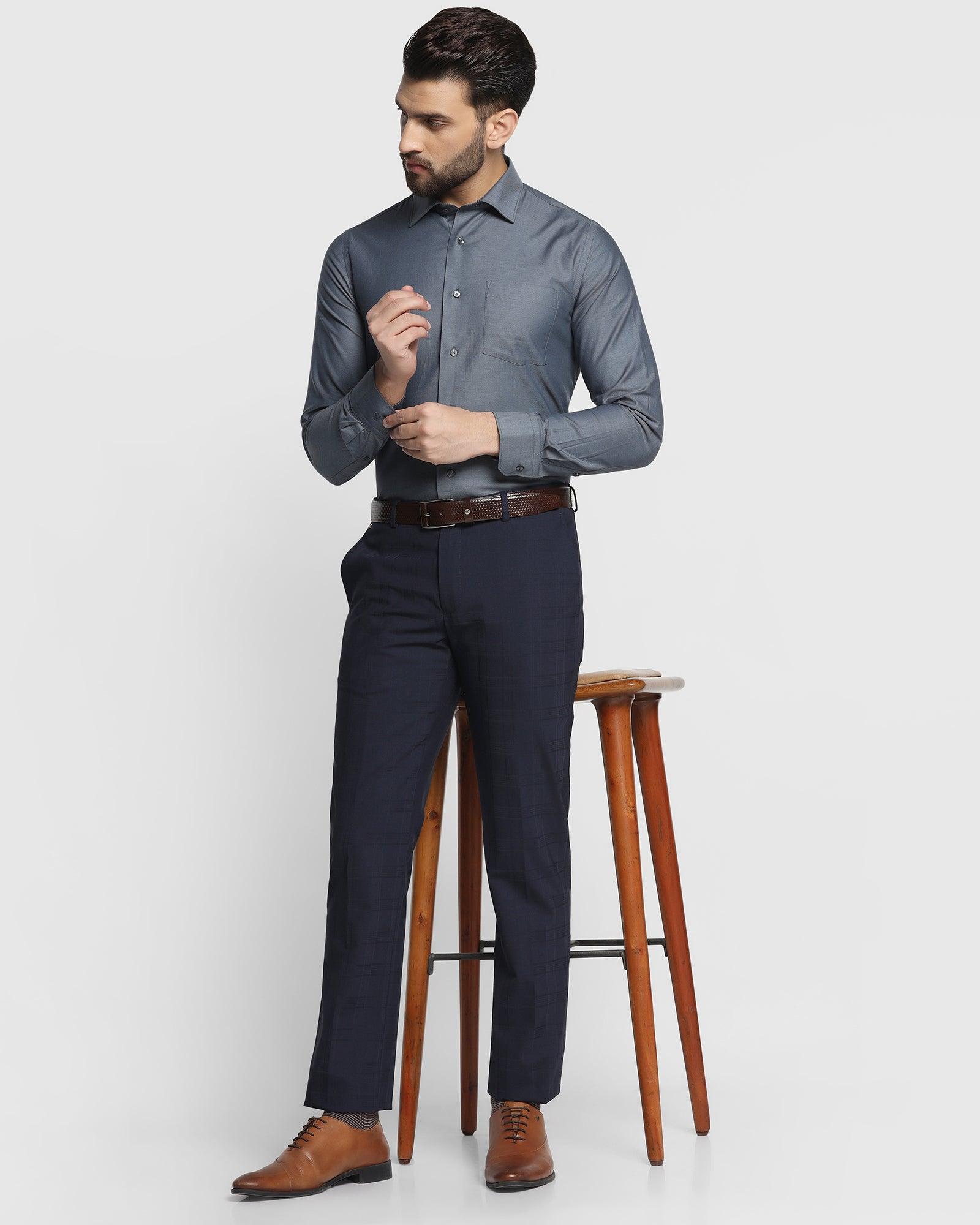 Handloom Cotton Navy Blue Half Sleeve Casual Shirt with Charcoal Grey  Pajama Pants - Chamomile Home