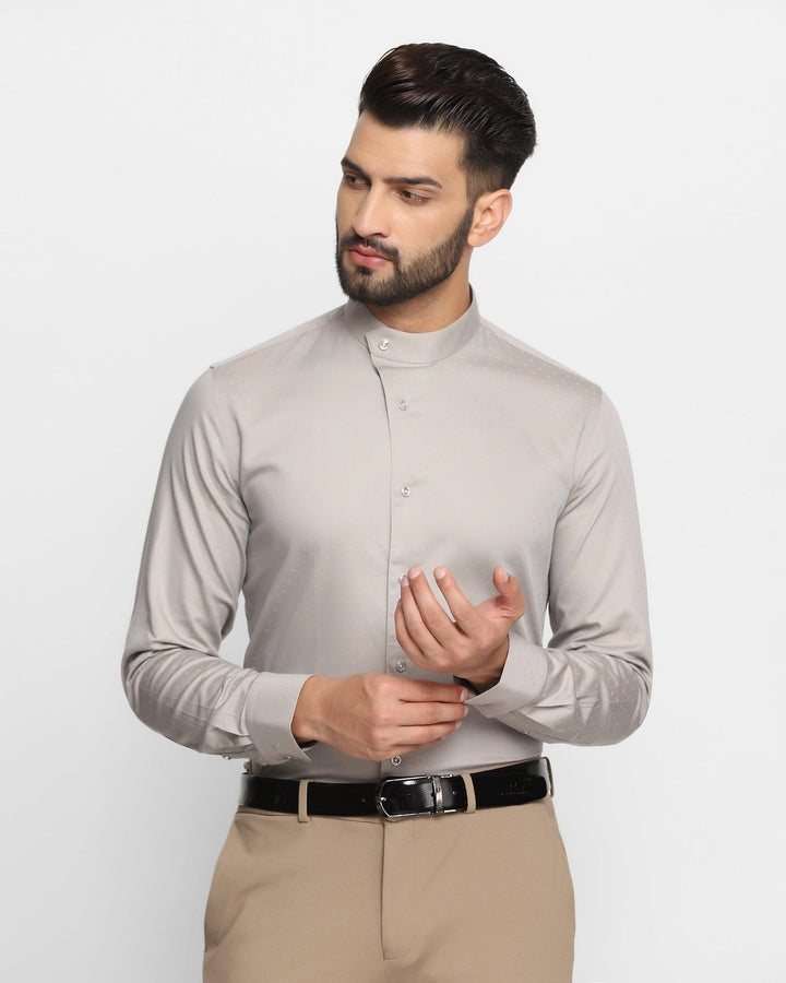 Formal Grey Textured Shirt - Berry