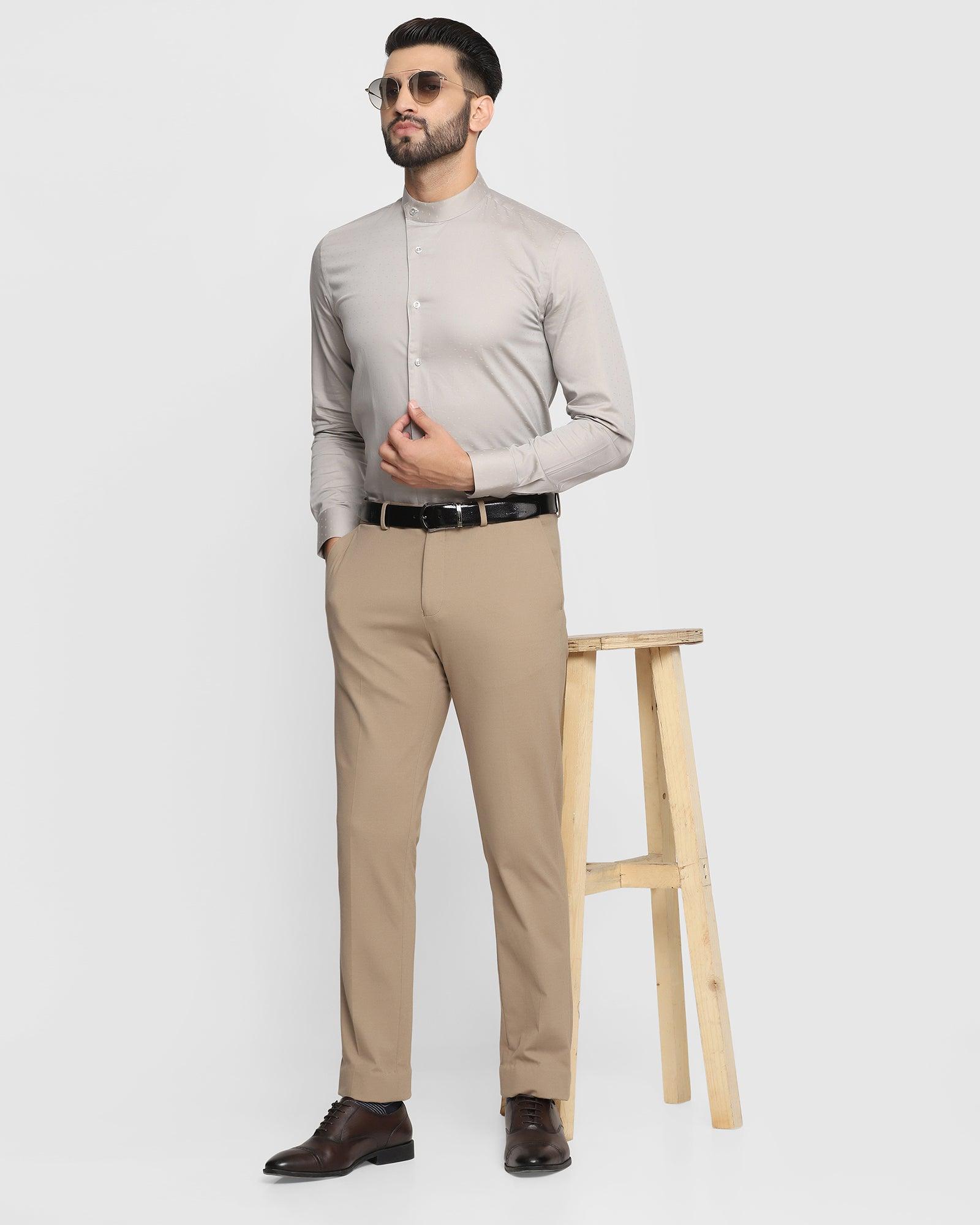 Formal Grey Textured Shirt - Berry