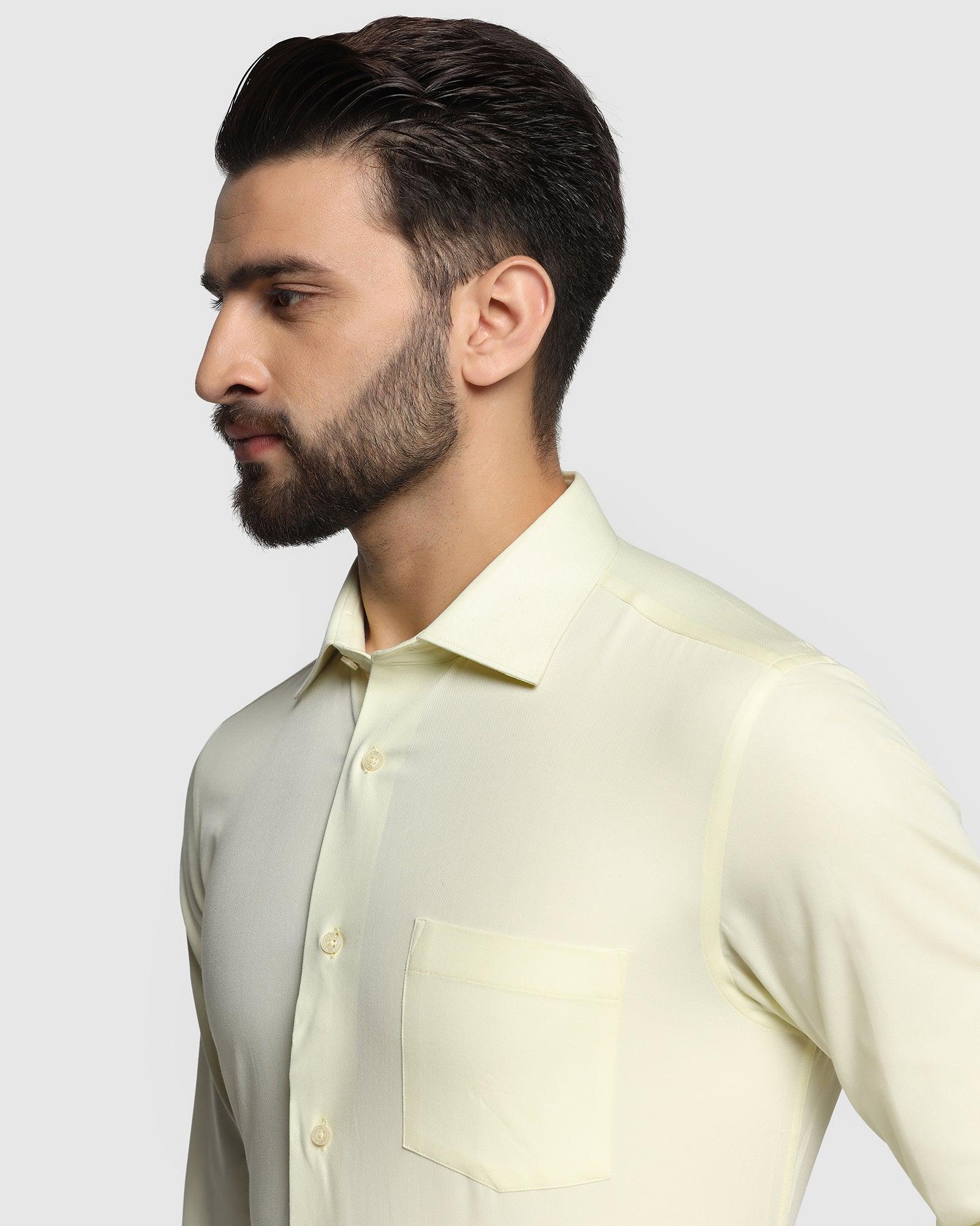 Formal Lemon Yellow Textured Shirt - Marco