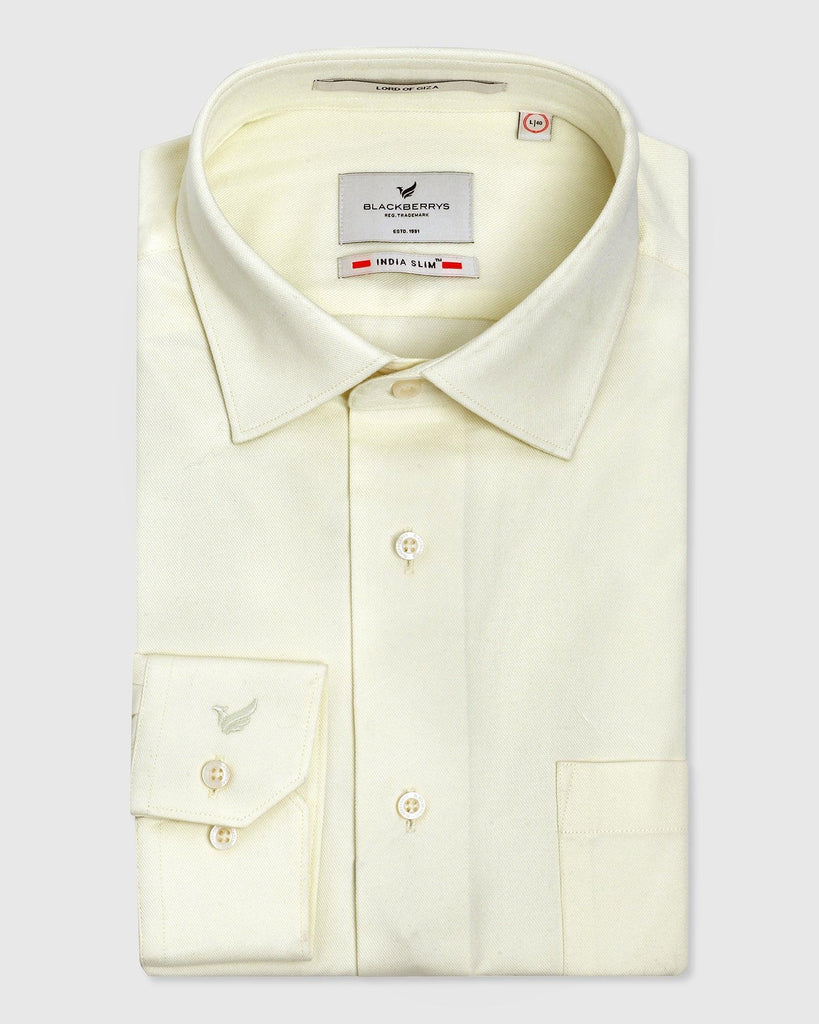 Formal Lemon Yellow Textured Shirt - Marco