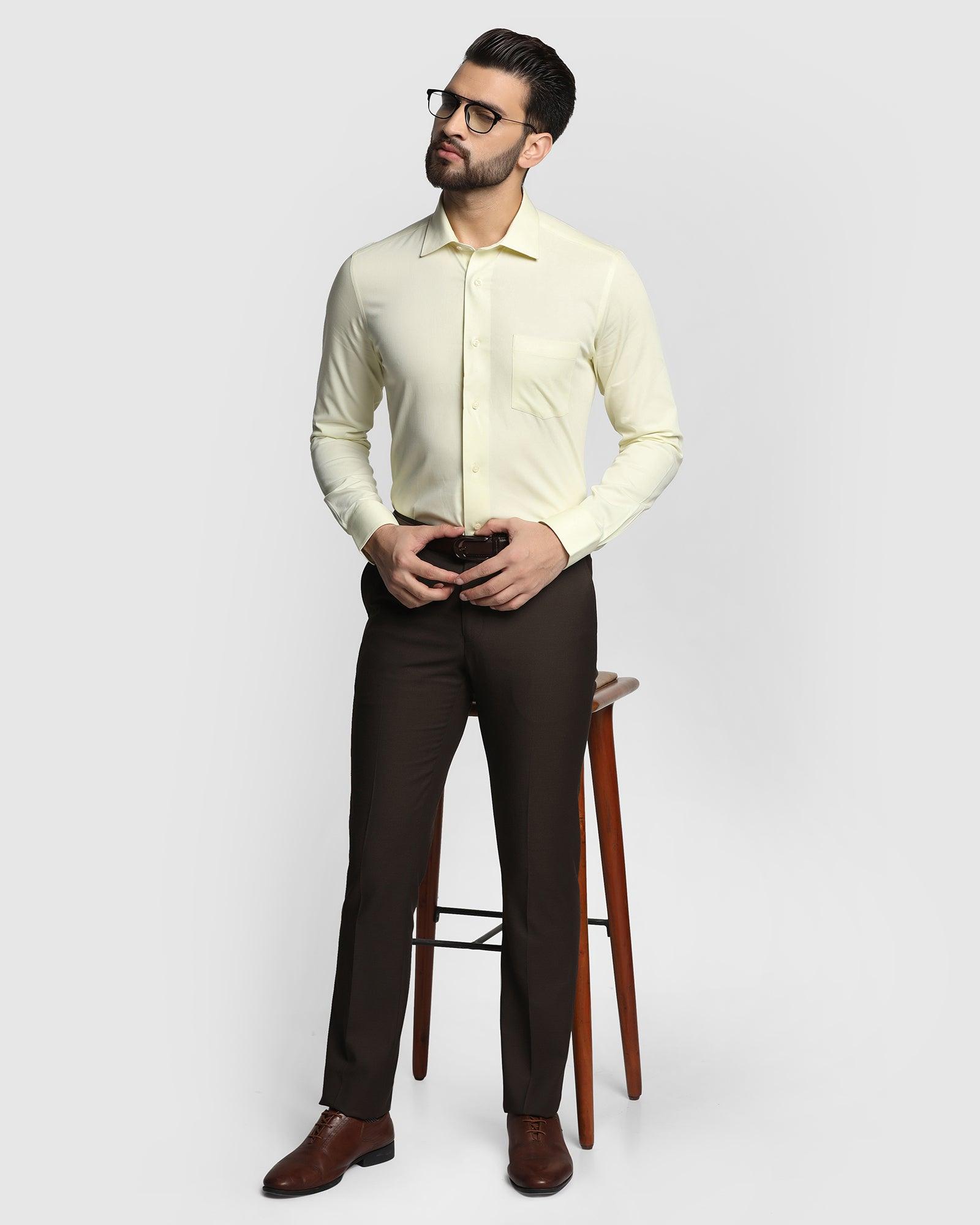 Formal Lemon Yellow Textured Shirt - Marco
