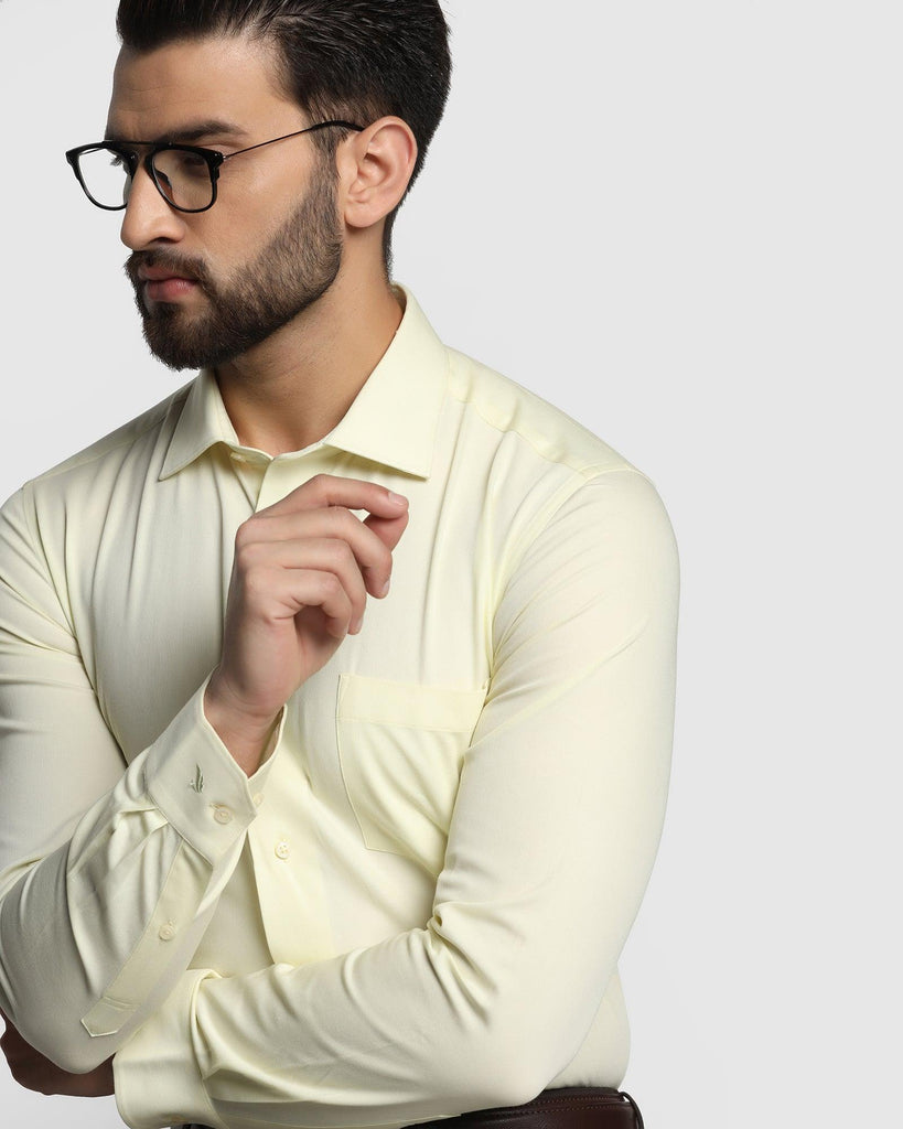 Formal Lemon Yellow Textured Shirt - Marco