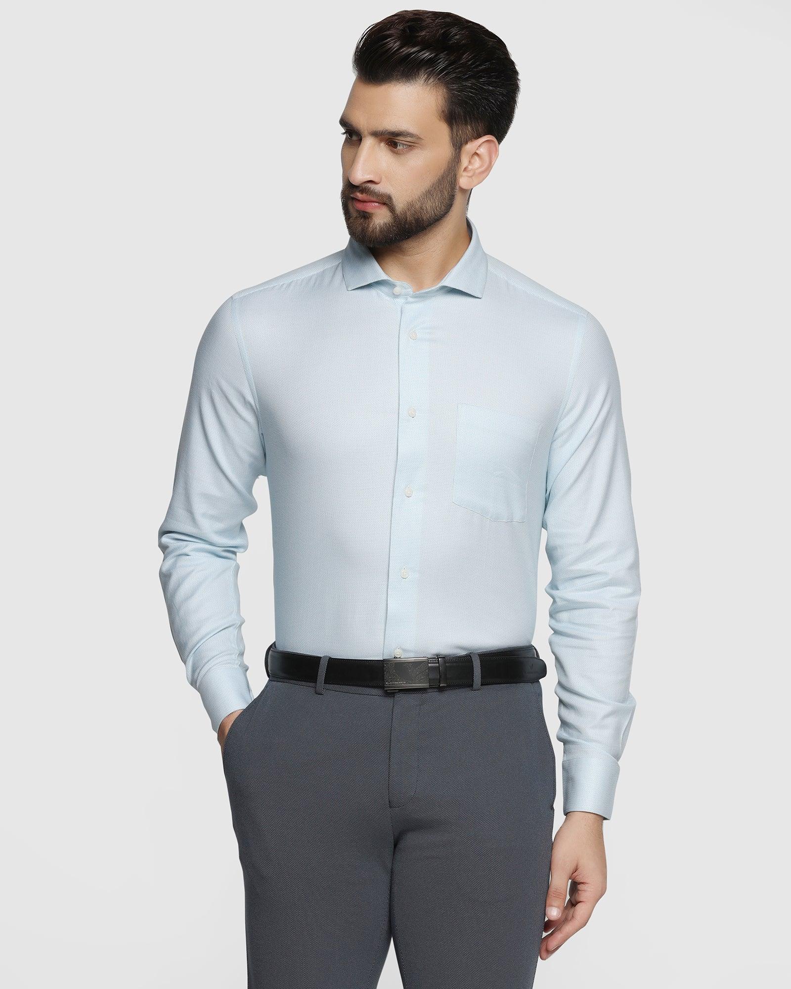 Formal Blue Textured Shirt - Seiko