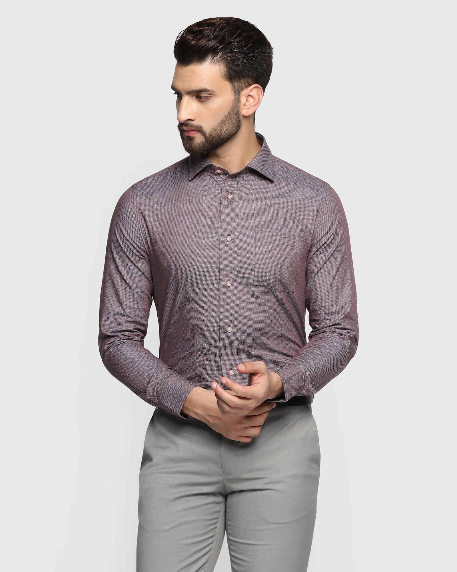 Formal Maroon Textured Shirt - Hetro