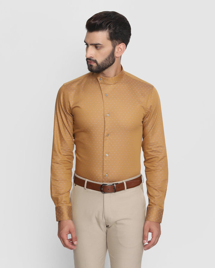 Formal Mustard Textured Shirt - Berry