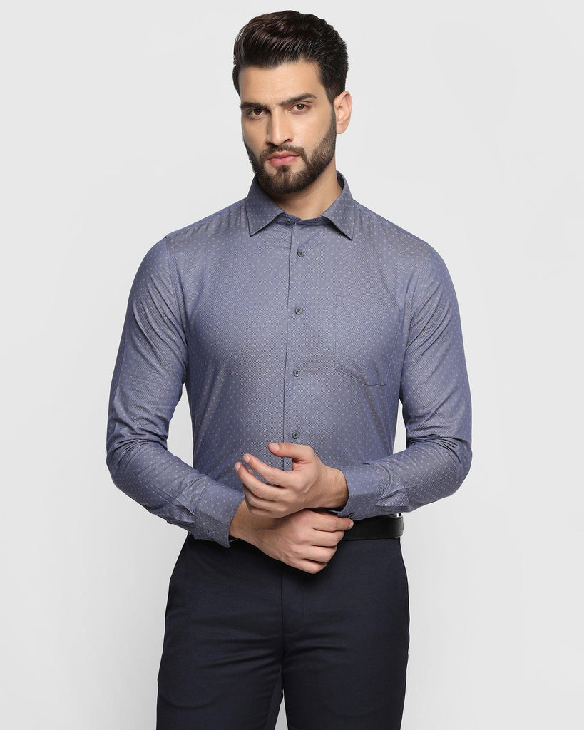 Formal Navy Textured Shirt - Hetro