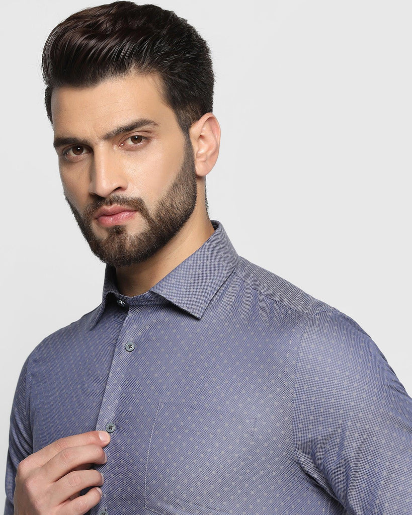 Formal Navy Textured Shirt - Hetro