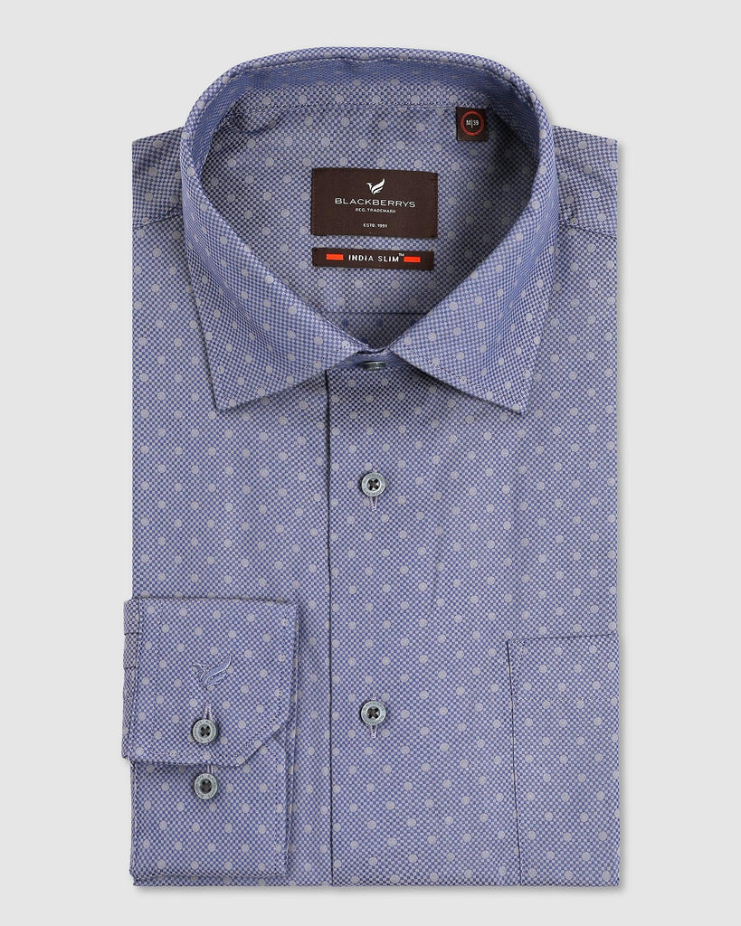 Formal Navy Textured Shirt - Hetro