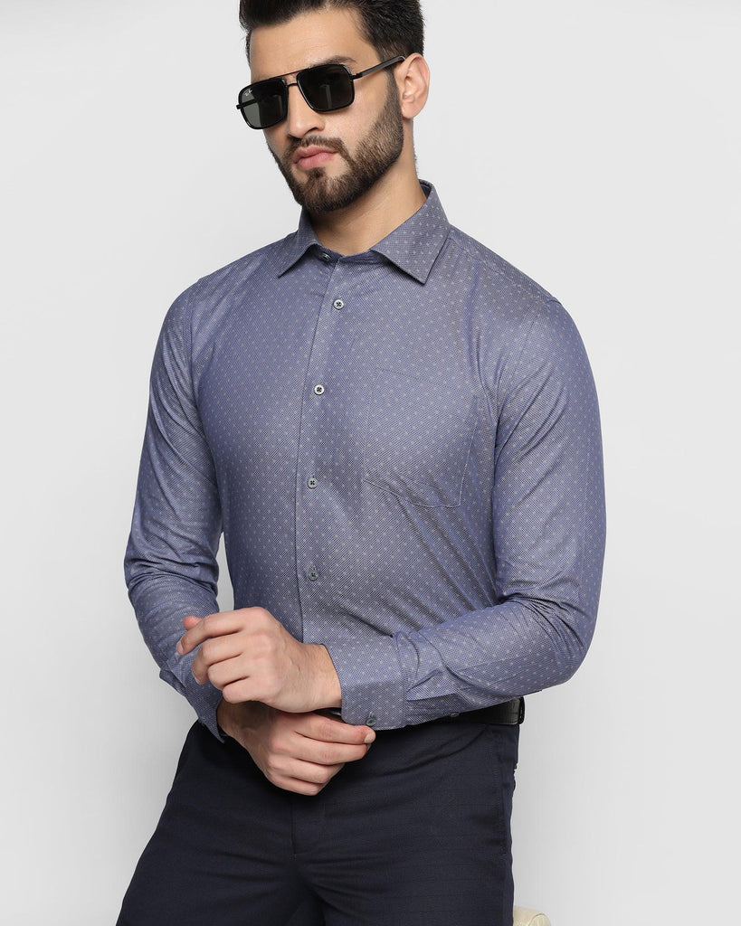 Formal Navy Textured Shirt - Hetro