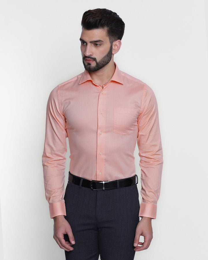 Formal Orange Textured Shirt - Elvis