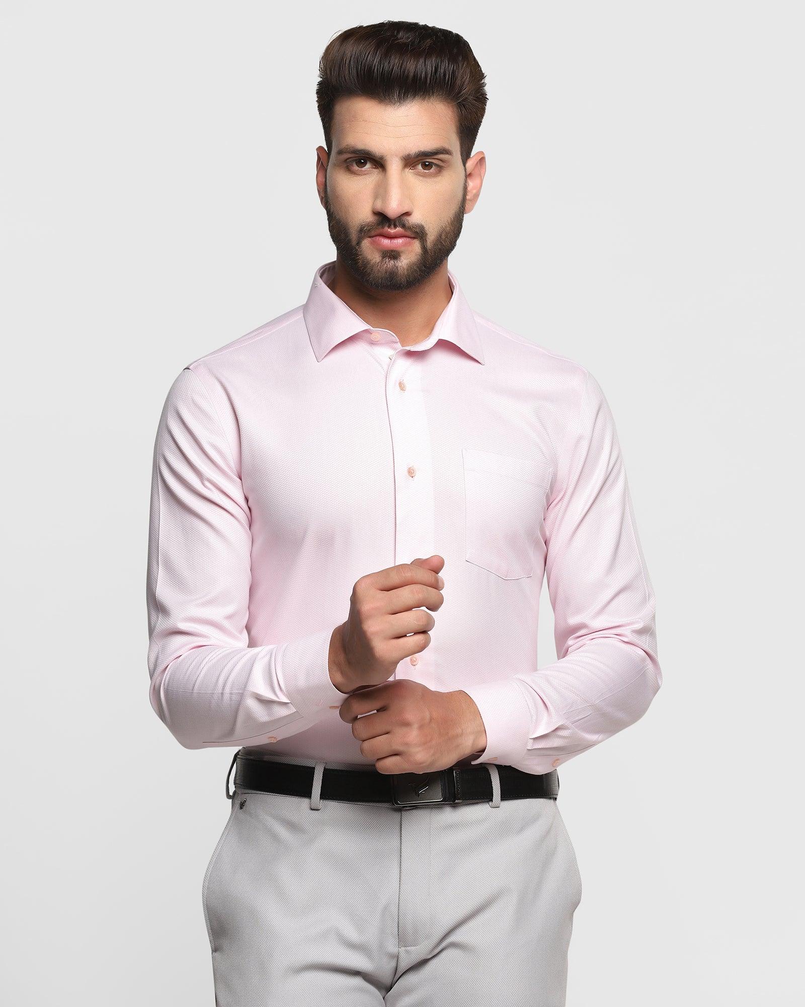 Non Iron Formal Pink Textured Shirt - Dofip