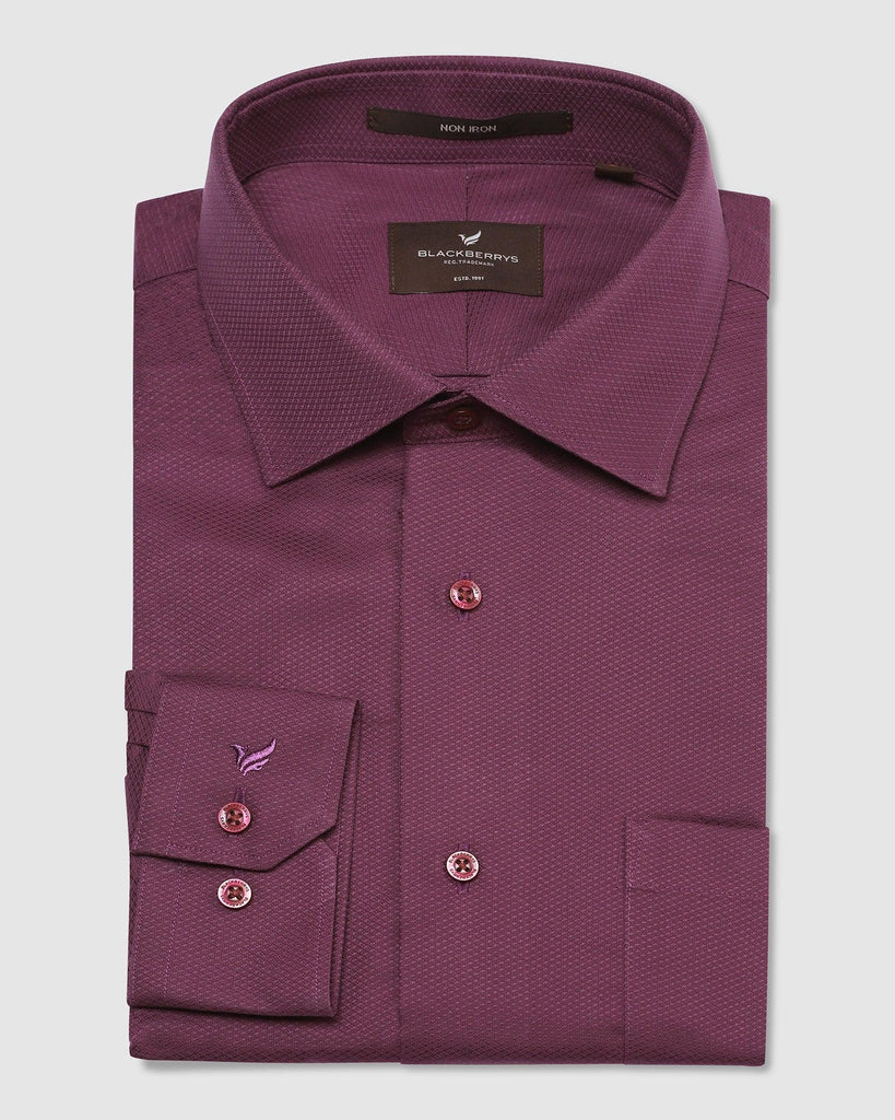 Non Iron Formal Plum Textured Shirt - Doffie