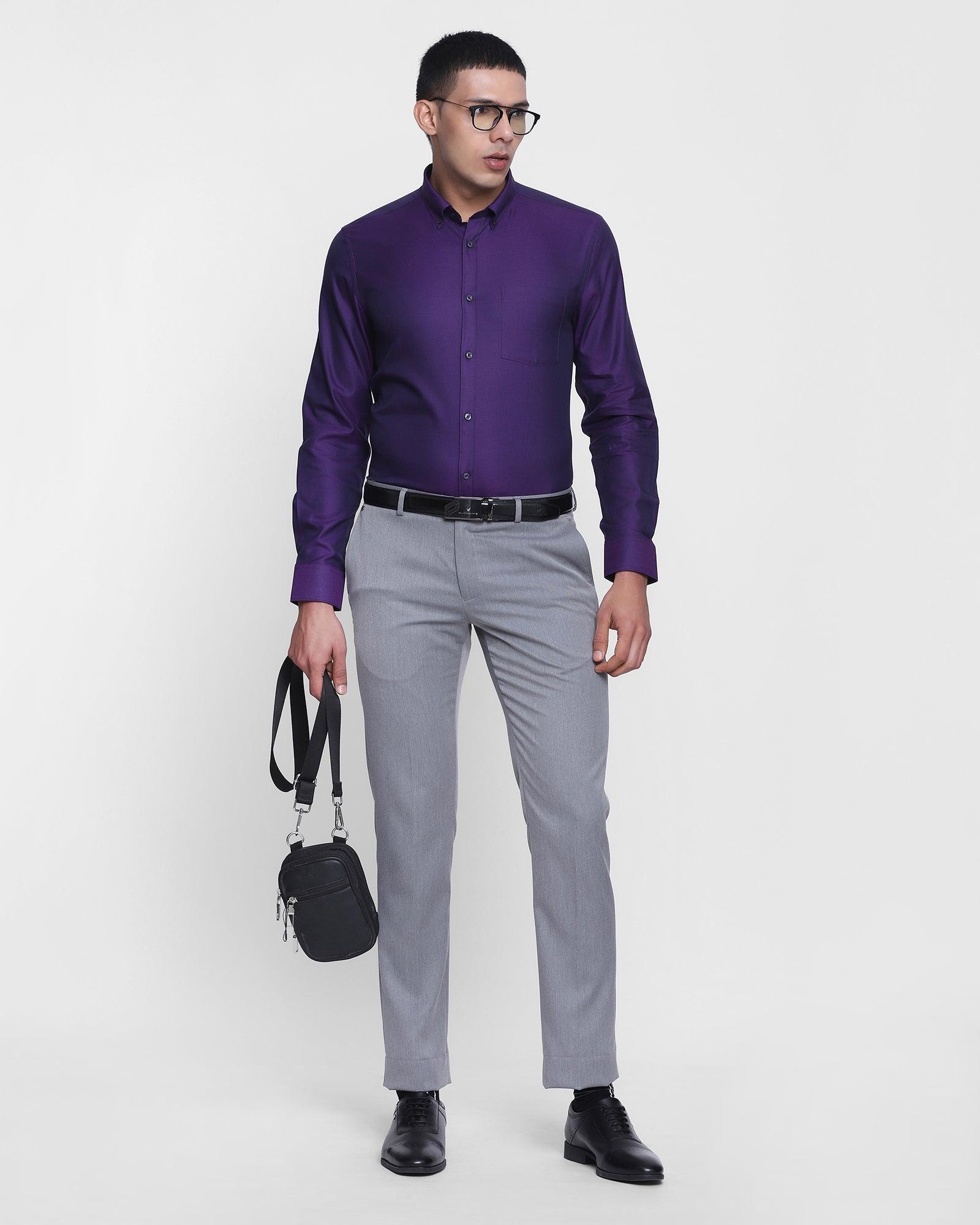 Formal Purple Textured Shirt - Dilan