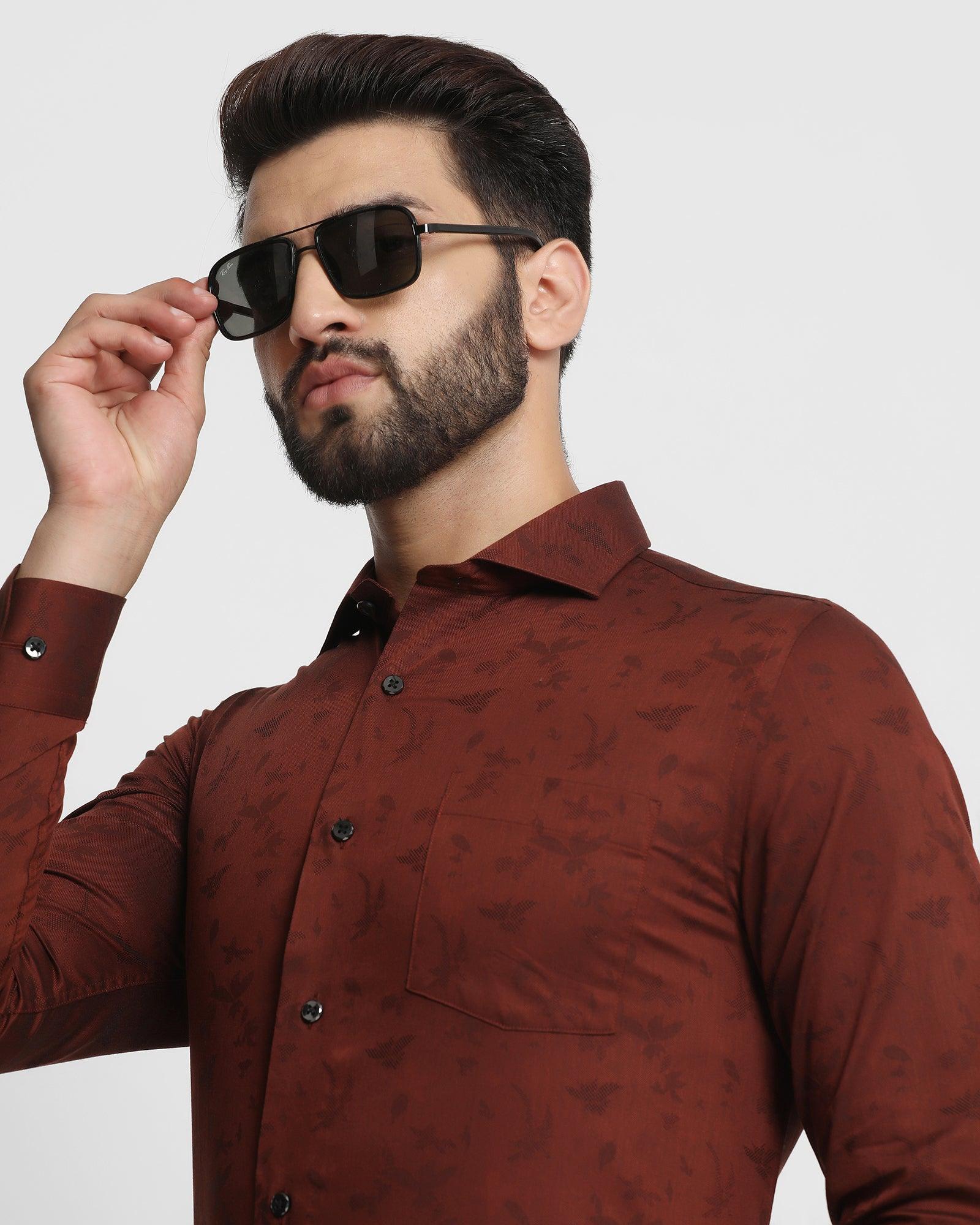 Formal Rust Textured Shirt - Amaze