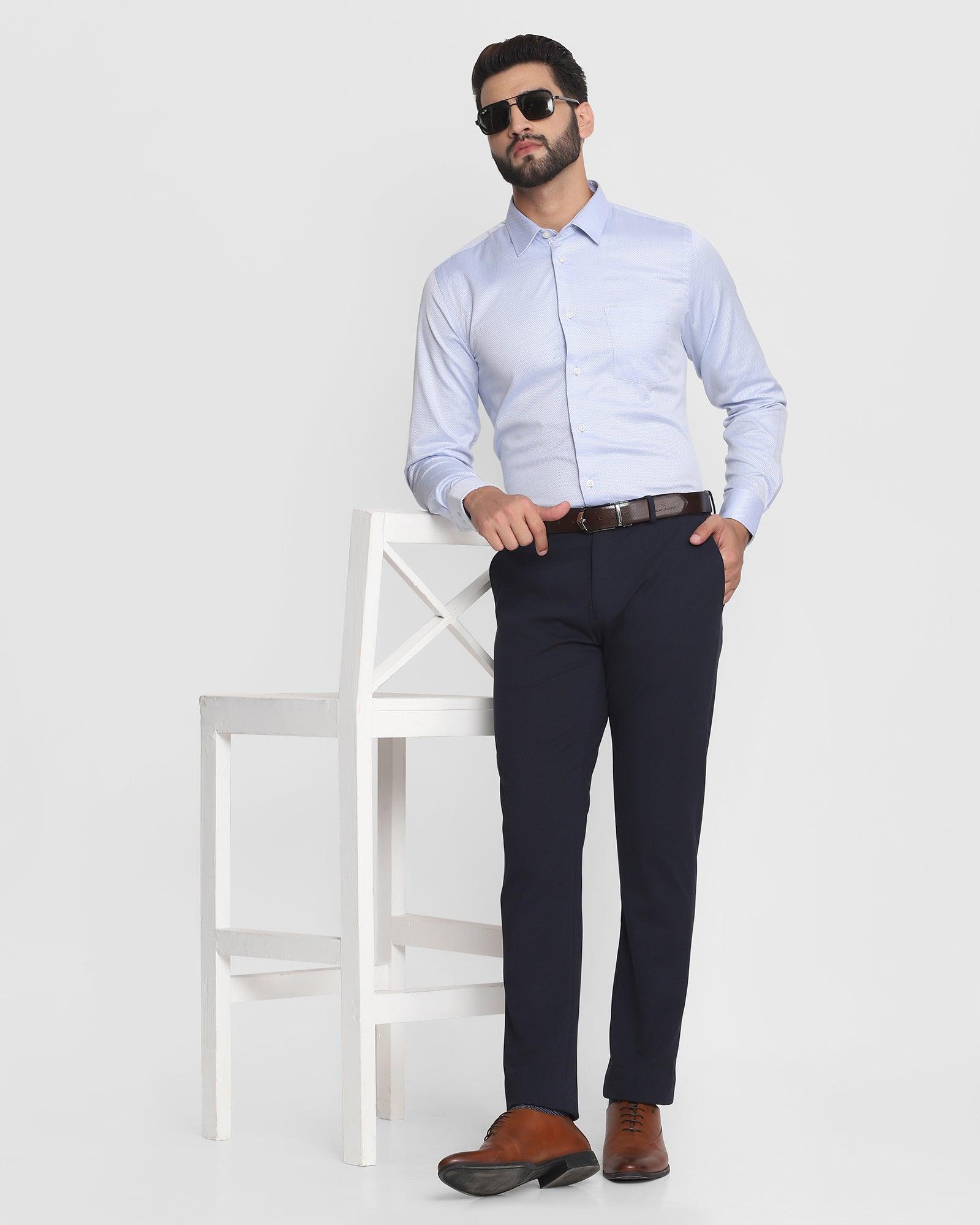 Textured Formal Shirt In Sky Blue (Samuel) - Blackberrys