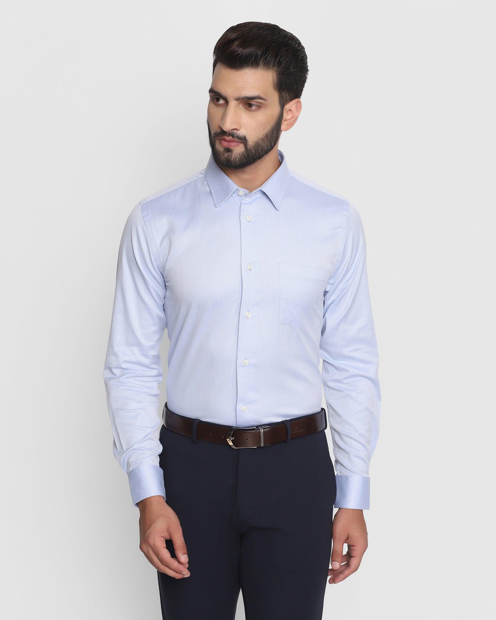 Textured Formal Shirt In Sky Blue (Samuel) - Blackberrys