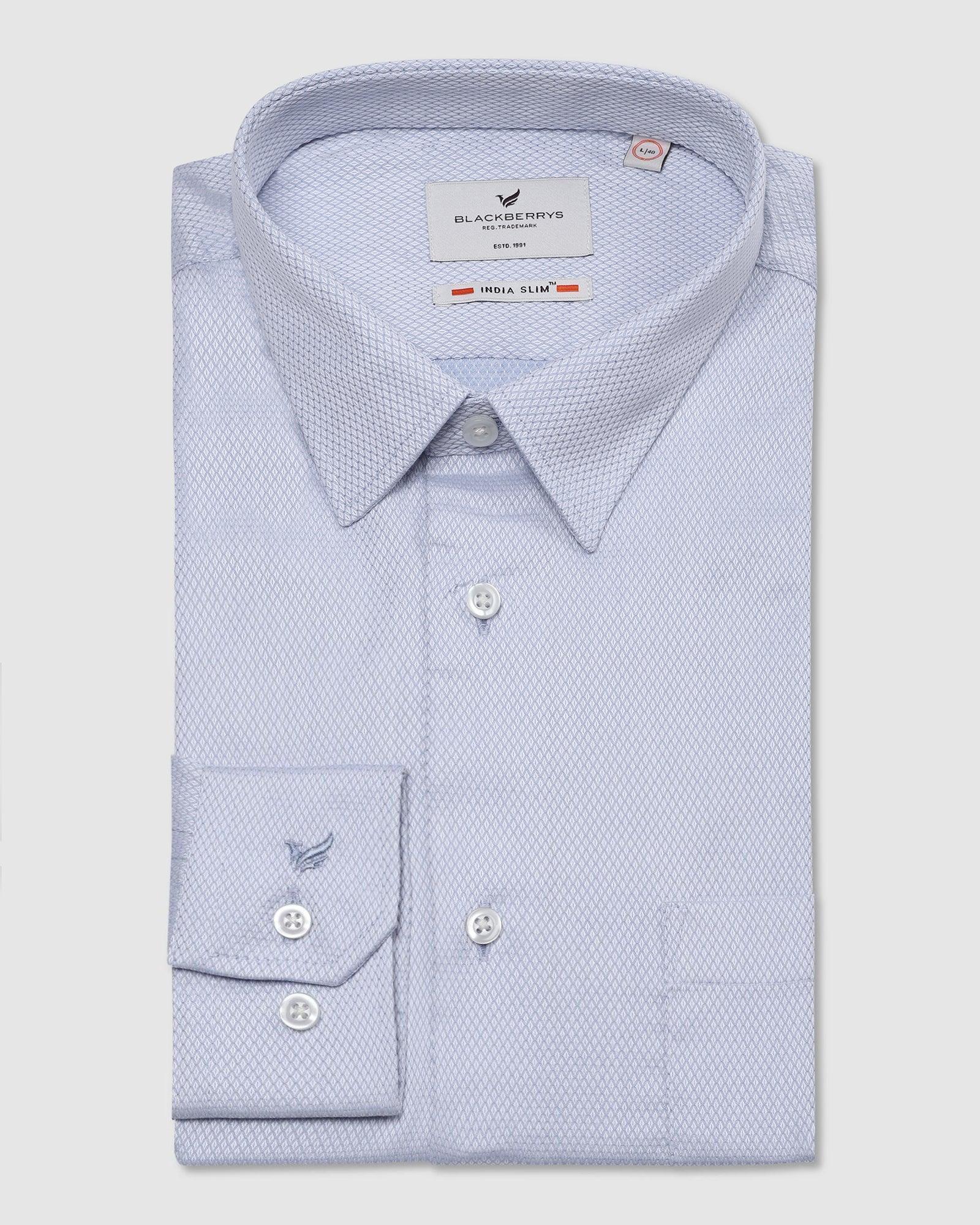 Textured Formal Shirt In Sky Blue (Samuel) - Blackberrys