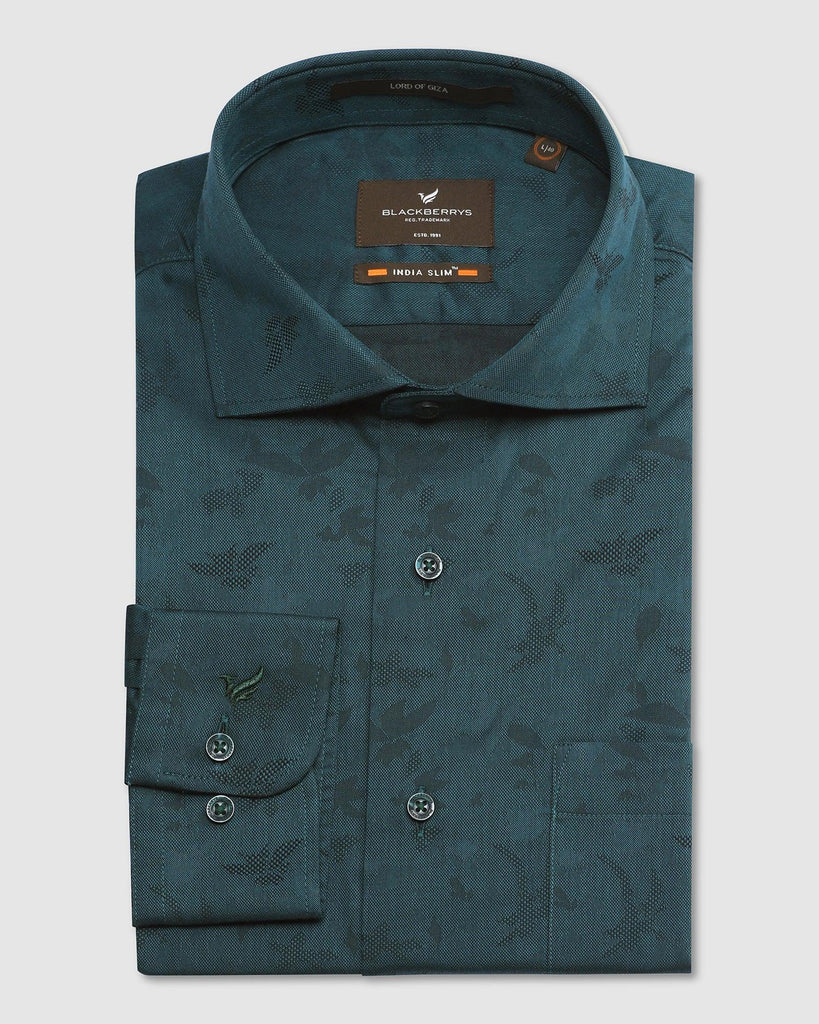 Formal Teal Textured Shirt - Amaze