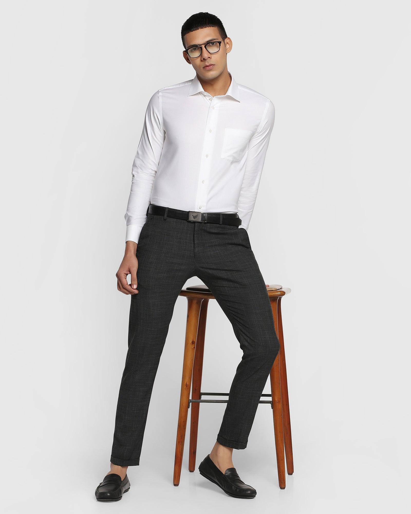 White Mens Cotton Corporate Uniform Shirt And Black Trousers Unstitch  Uniform Sarees