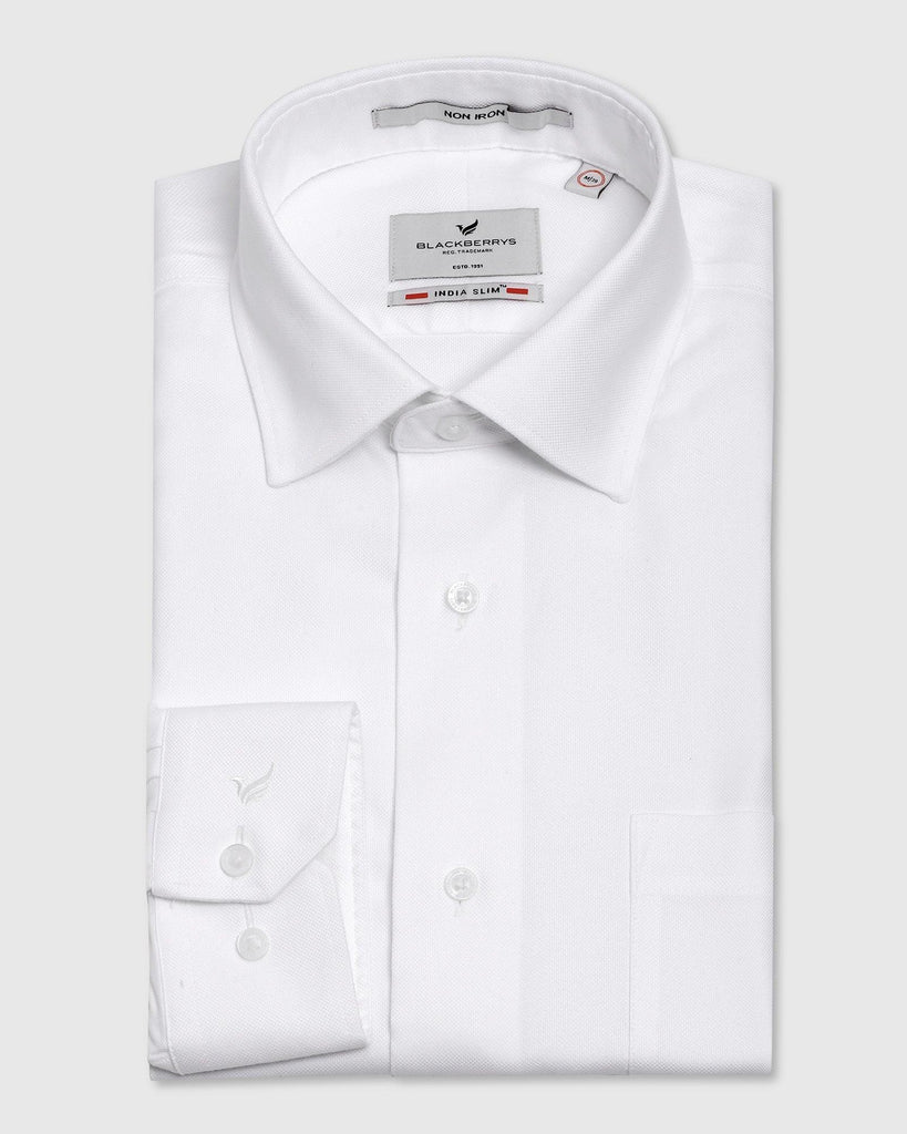 Non Iron Formal White Textured Shirt - Decade