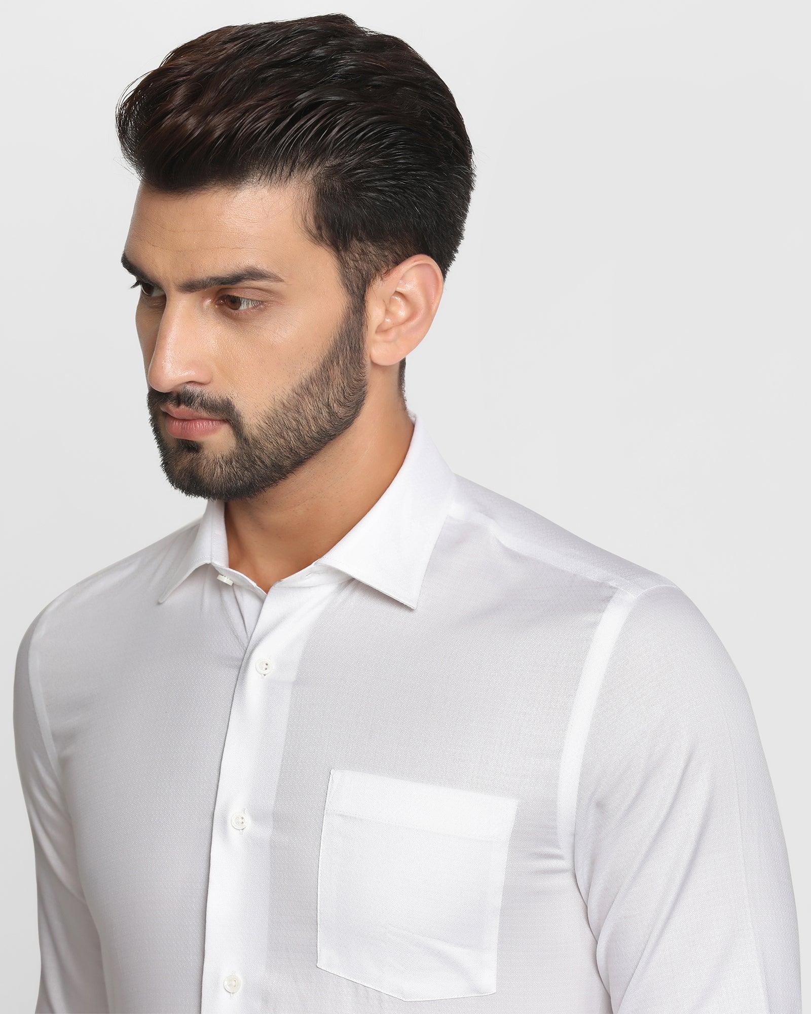 Formal White Textured Shirt - Miswa