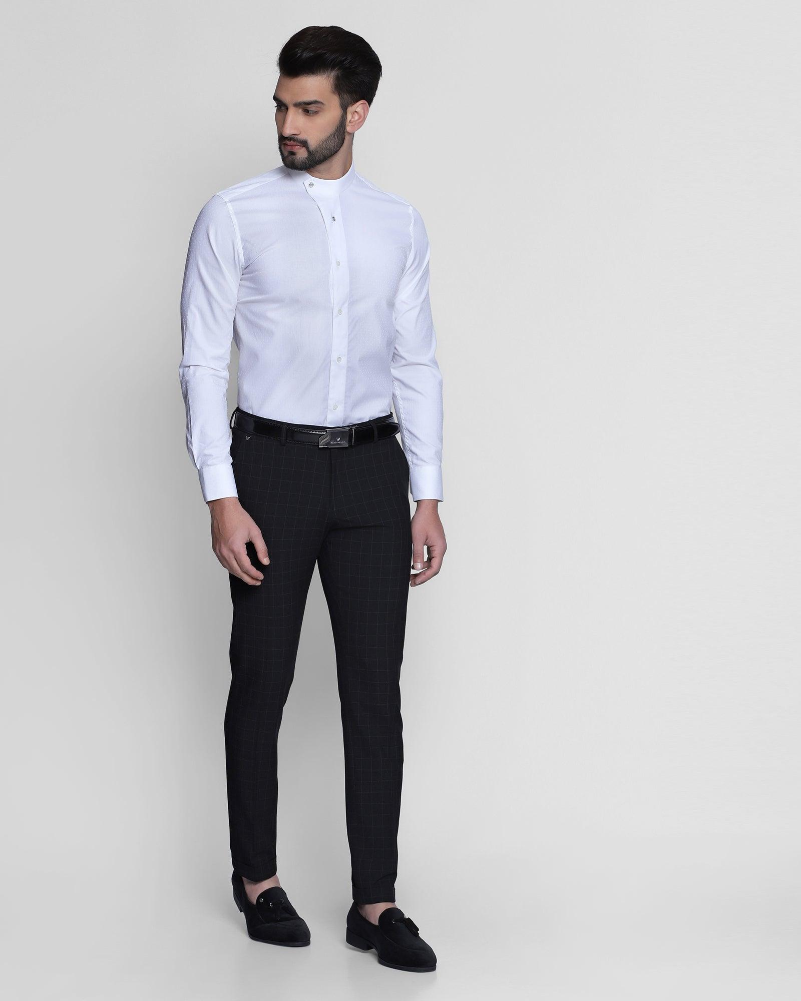 Textured Formal Shirt In White Sketch