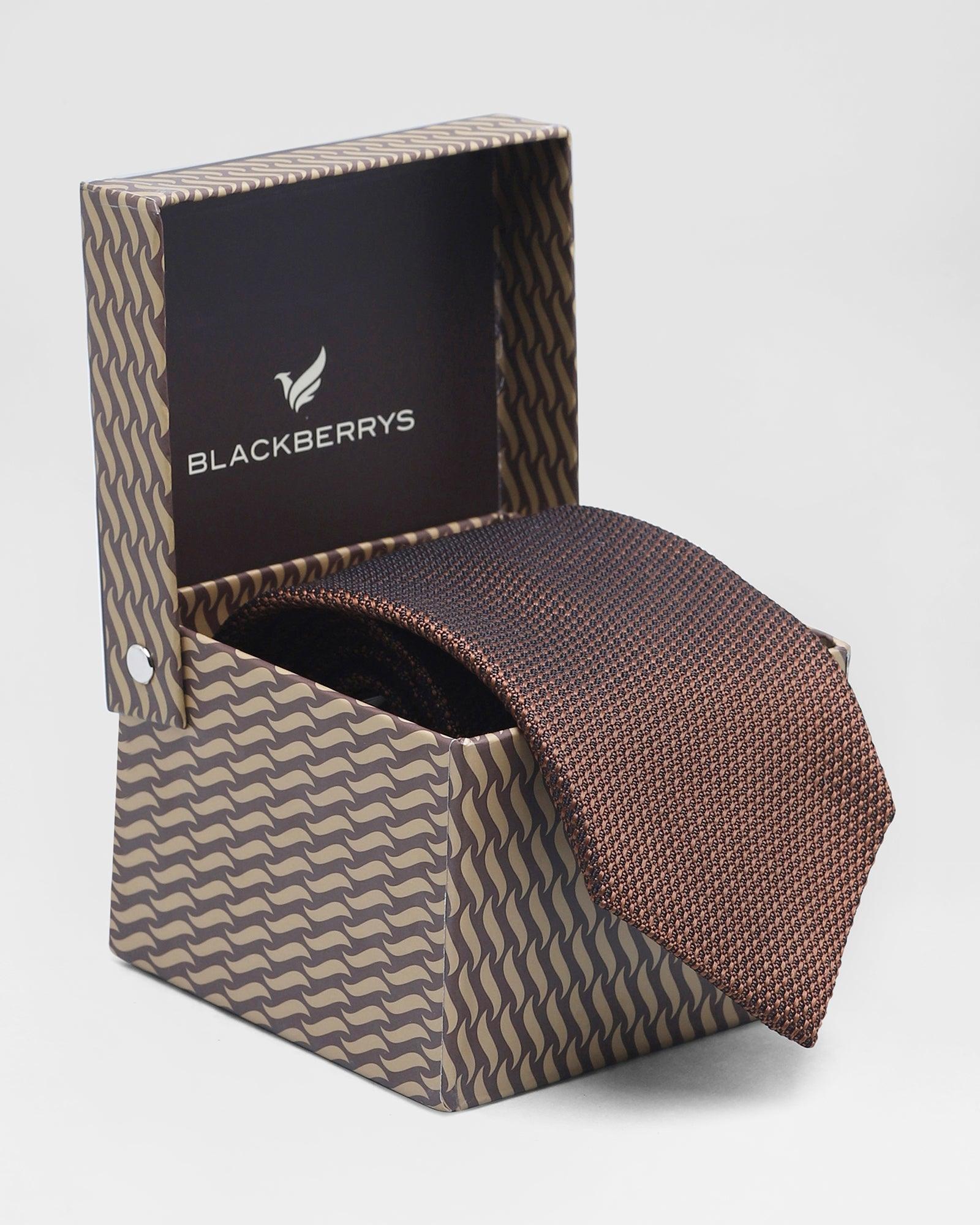 Textured Formal Tie In Brown (Remo) - Blackberrys