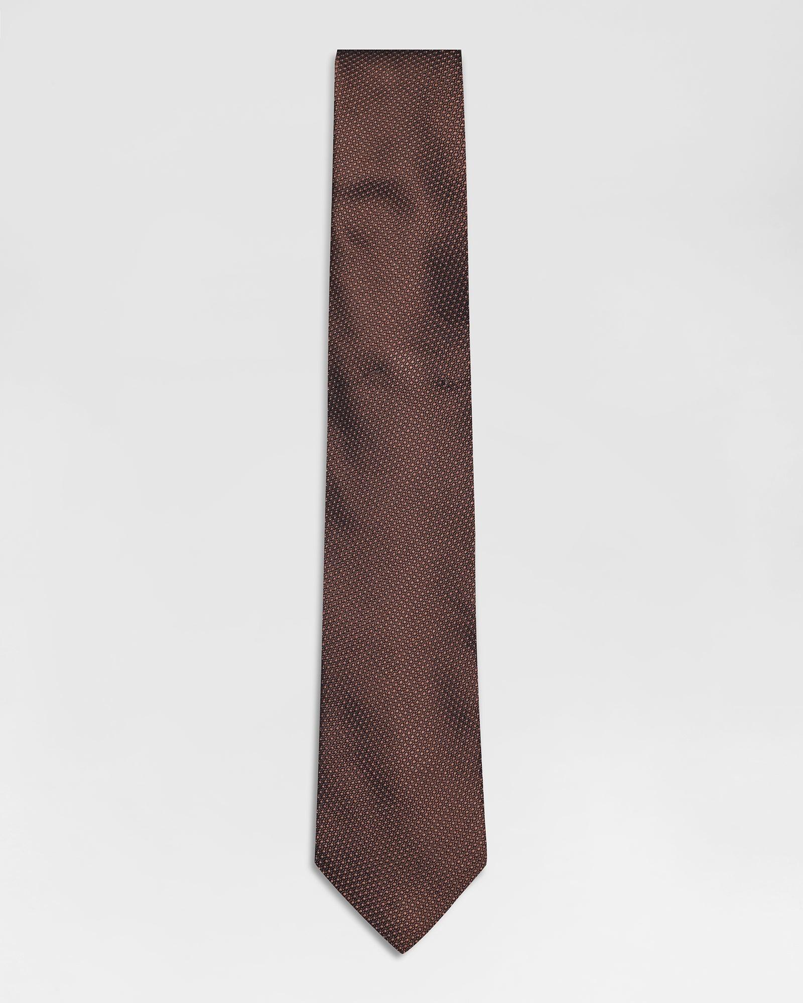 Textured Formal Tie In Brown (Remo) - Blackberrys