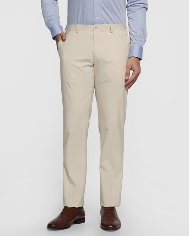 Slim Comfort B-95 Formal Beige Textured Trouser - Ertis