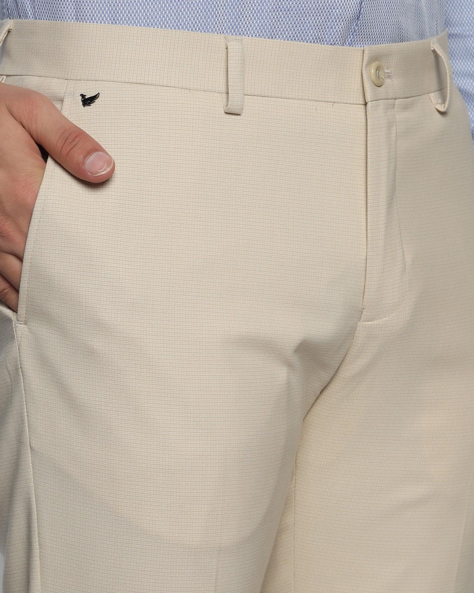 Slim Comfort B-95 Formal Beige Textured Trouser - Ertis